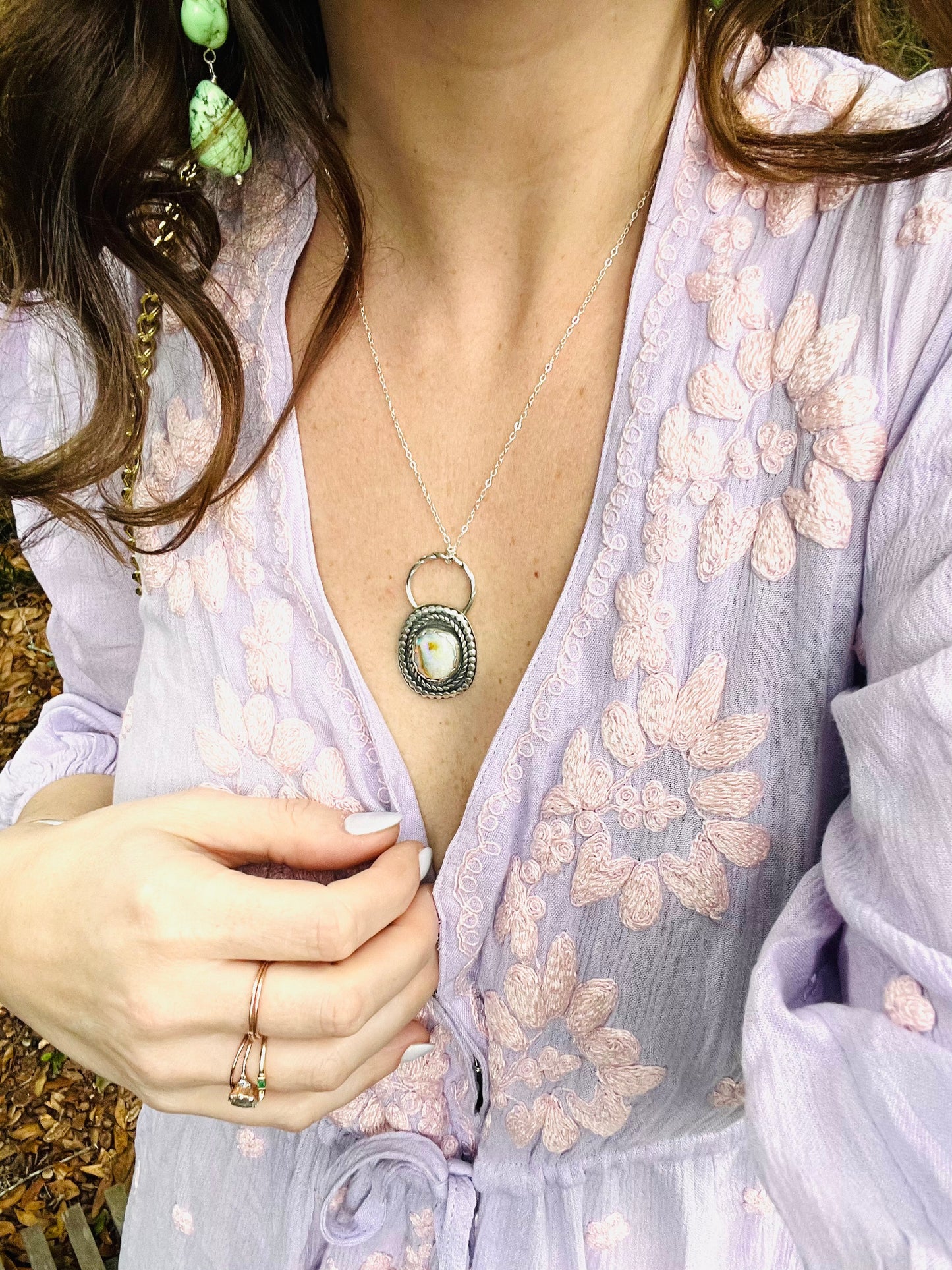 Fiery Opal & Sterling Silver One of a Kind Heirloom Pendant Necklace