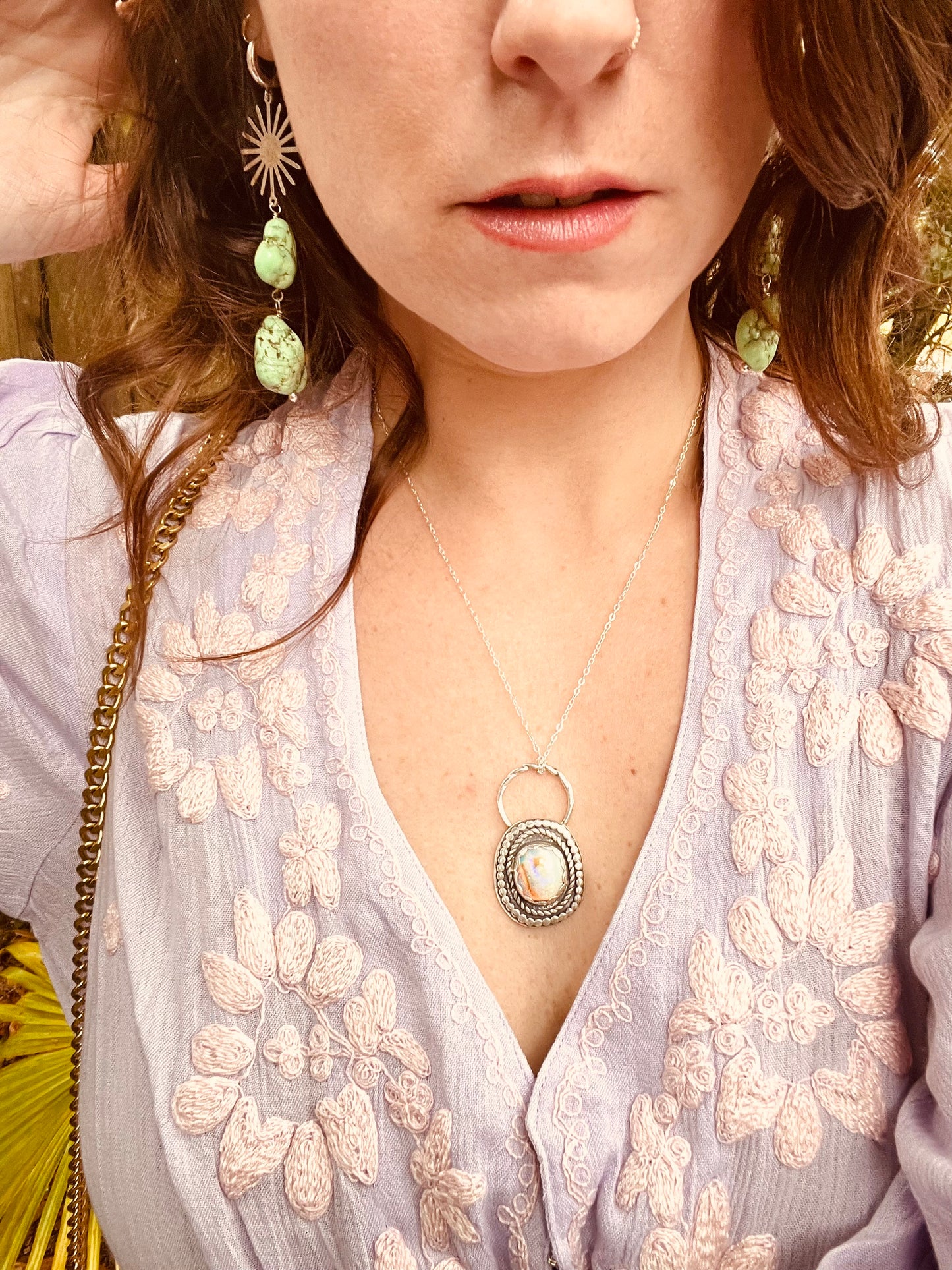 Fiery Opal & Sterling Silver One of a Kind Heirloom Pendant Necklace