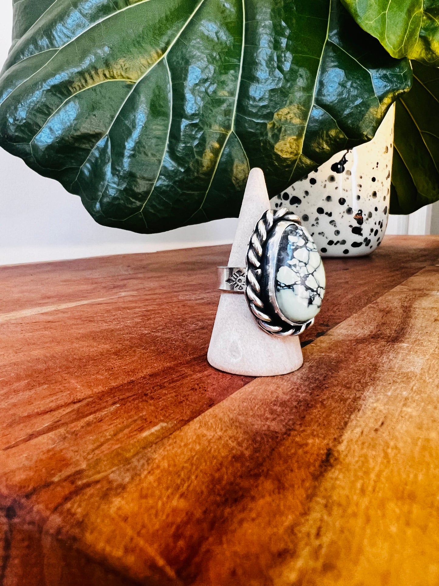 Prince Variscite and Twisted Sterling Ring