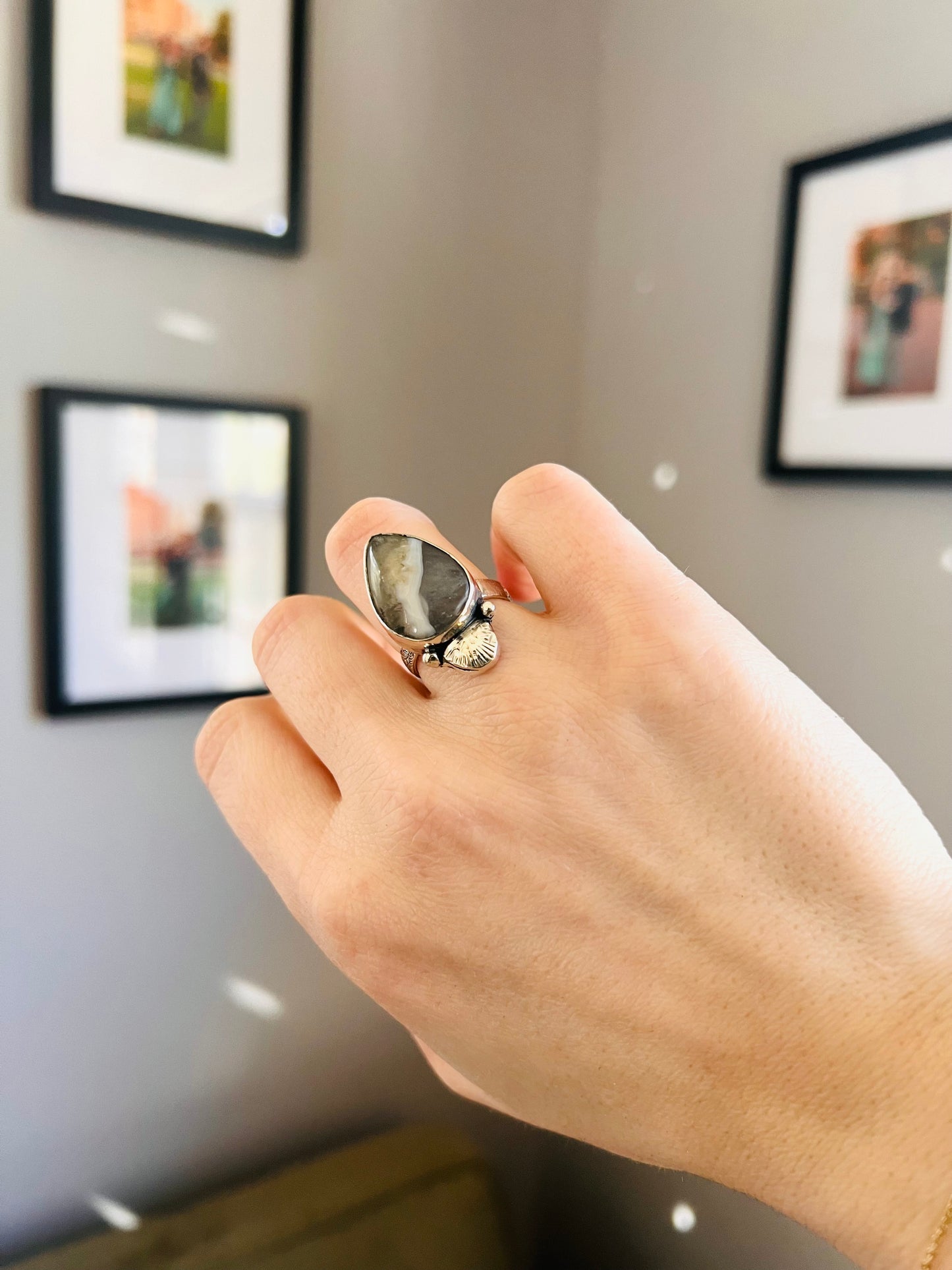 Snow Crystal & Sterling Silver Ring