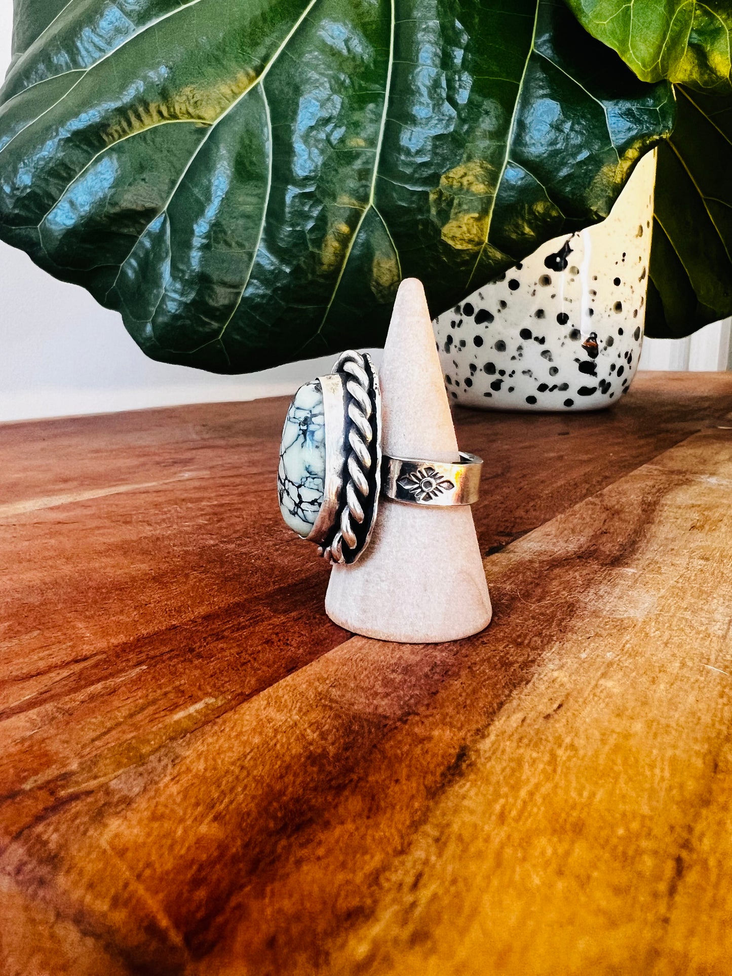 Prince Variscite and Twisted Sterling Ring