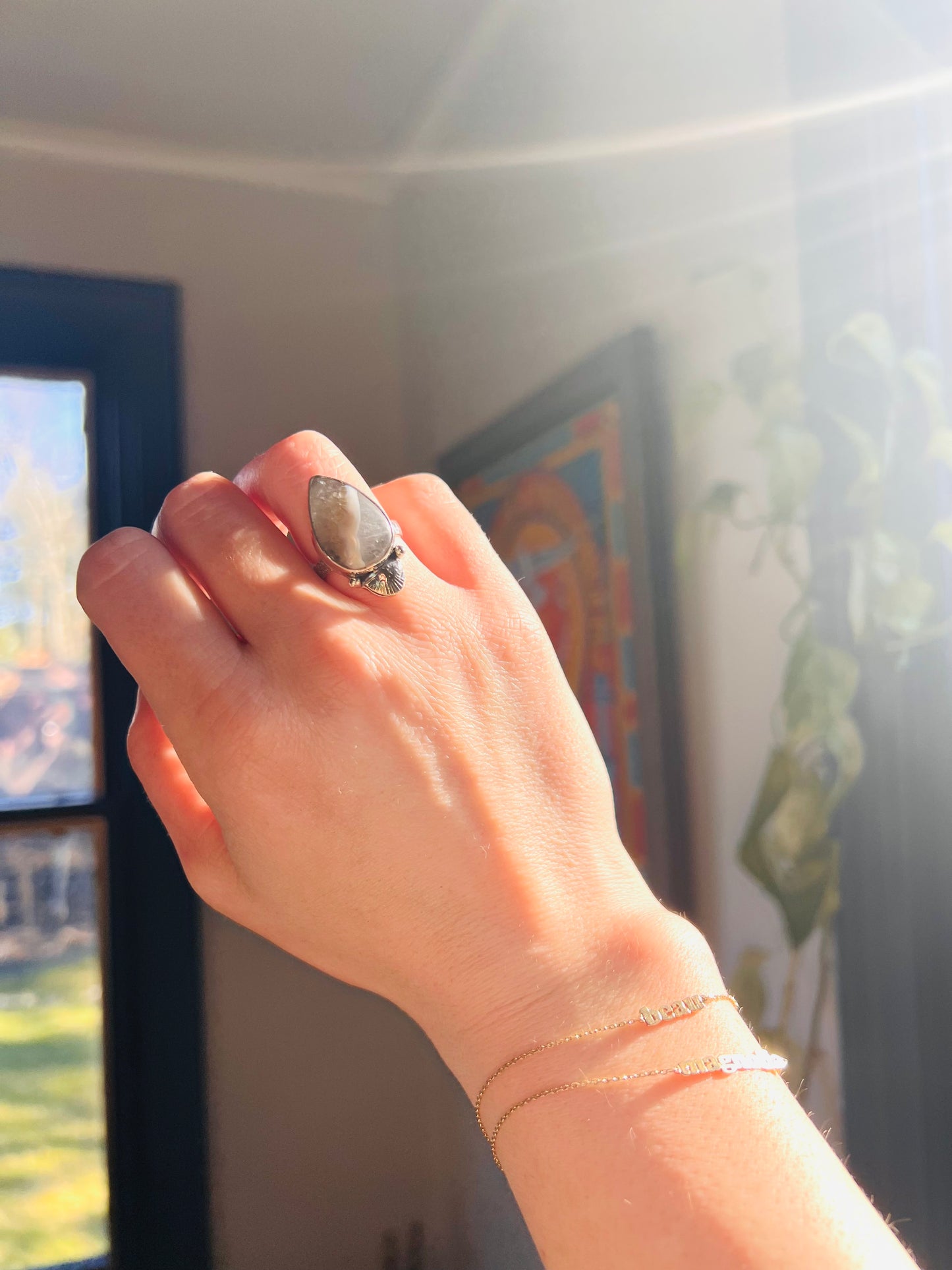 Snow Crystal & Sterling Silver Ring