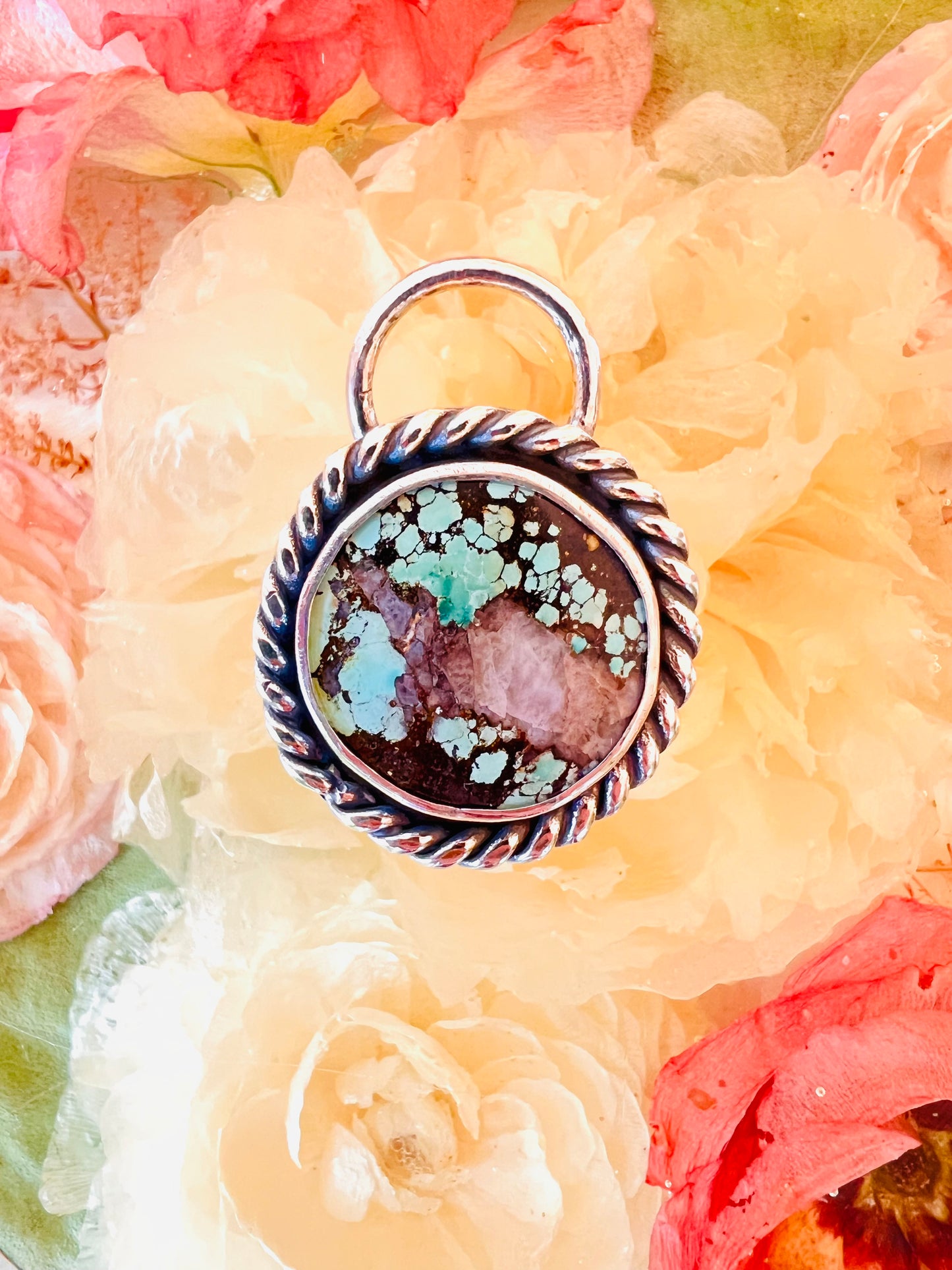 Hubei Turquoise and Quartz Pendant