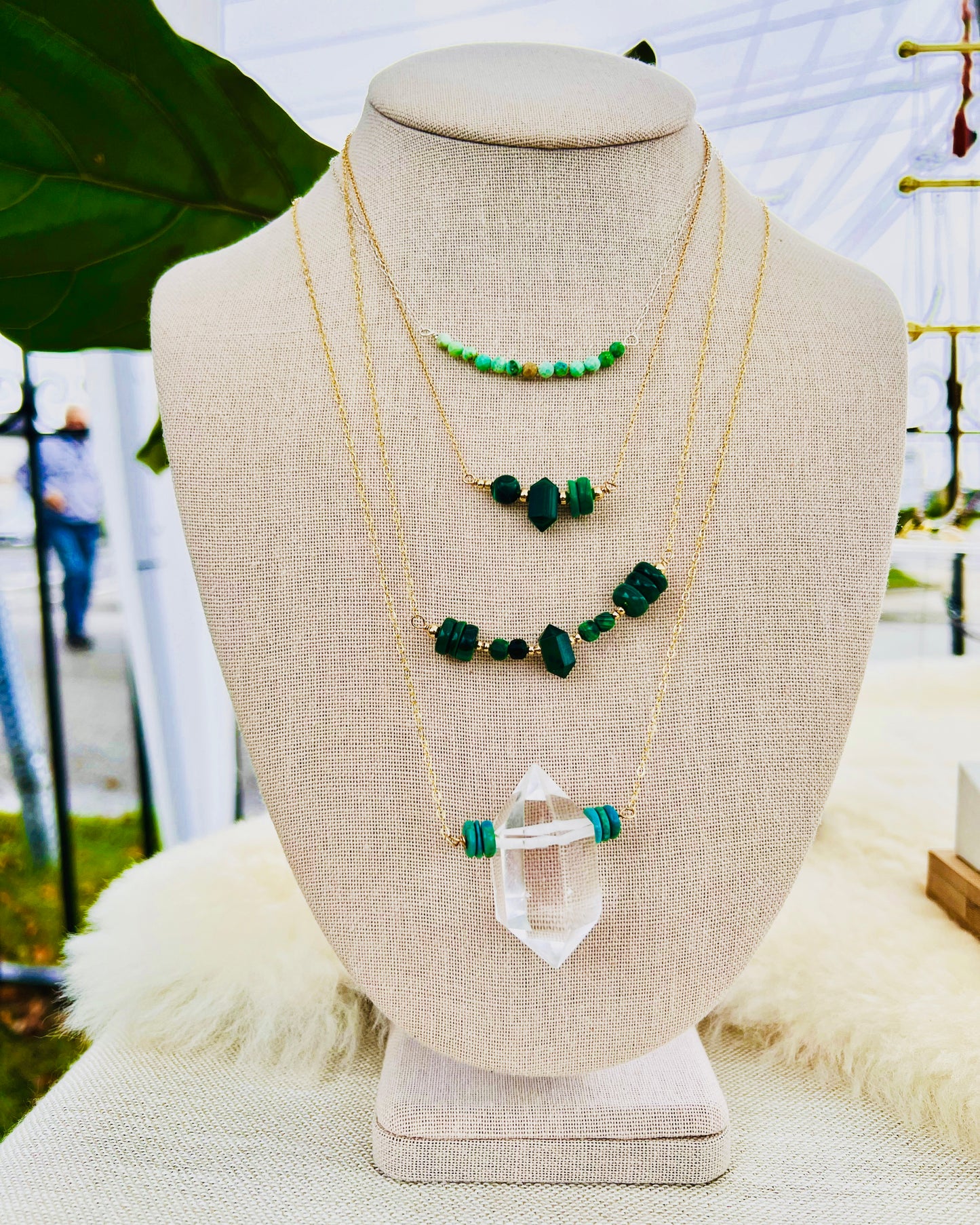 Crystal Quartz & Kingman Turquoise Pendant