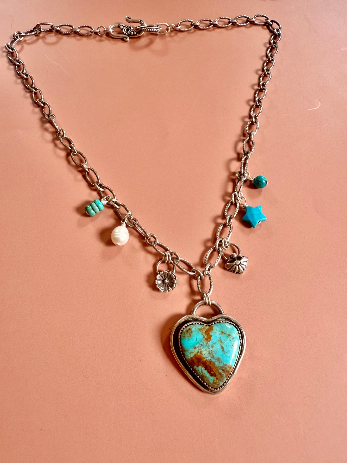 Turquoise Heart of the Desert Charm Necklace