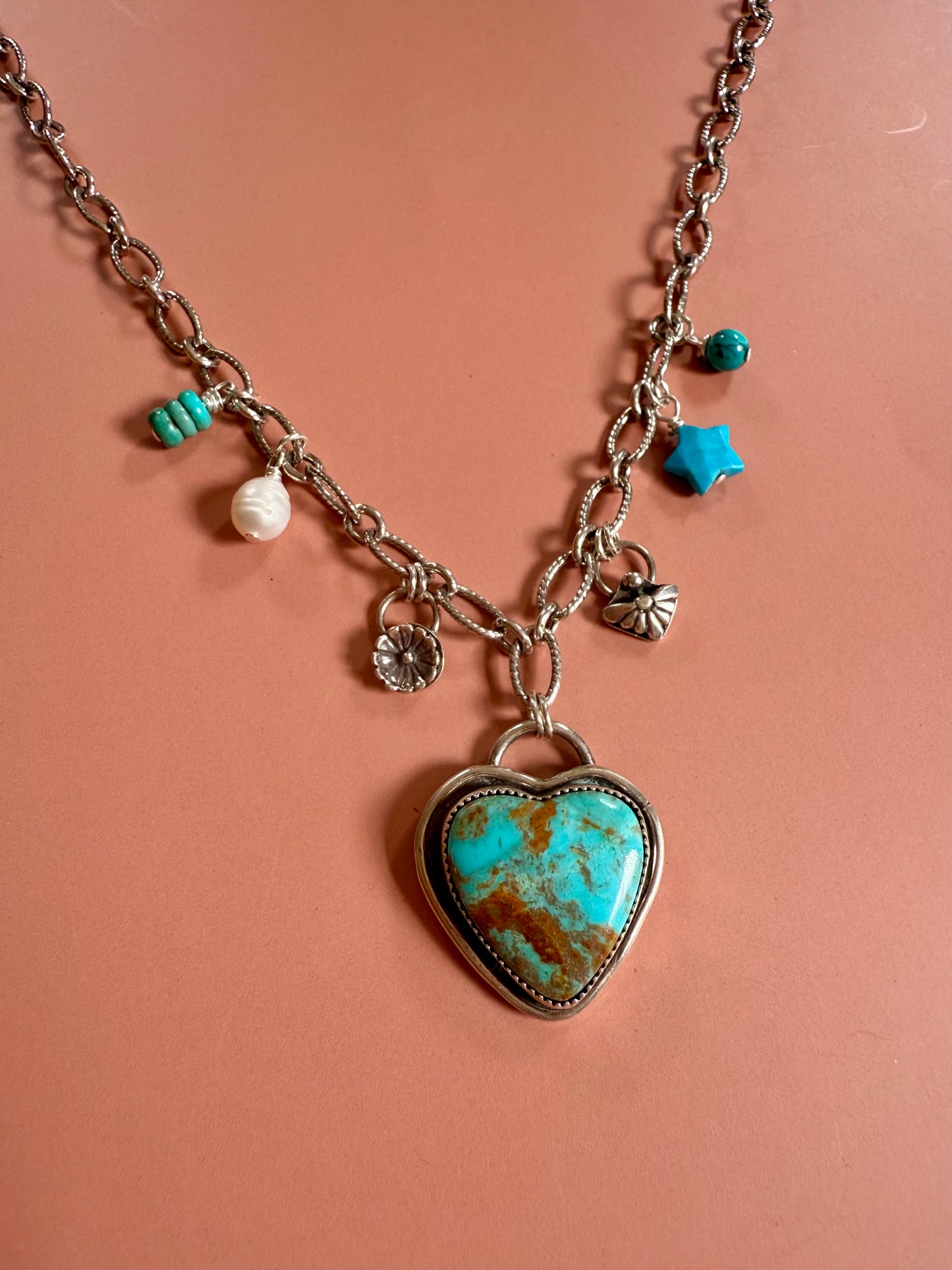 Turquoise Heart of the Desert Charm Necklace