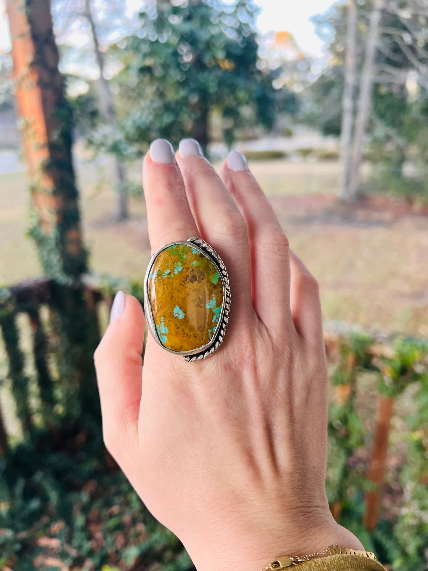 Silver and Tyrone Turquoise Statement Ring