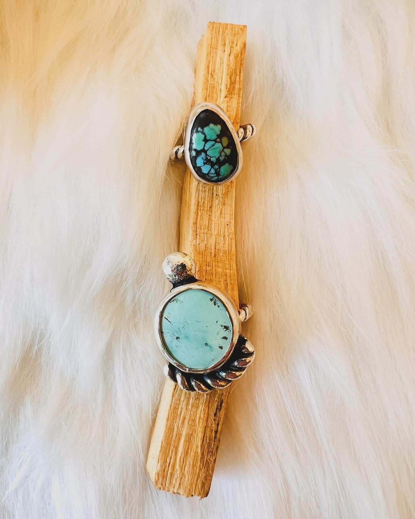 Hubei Turquoise and Sterling Silver Stacker Ring