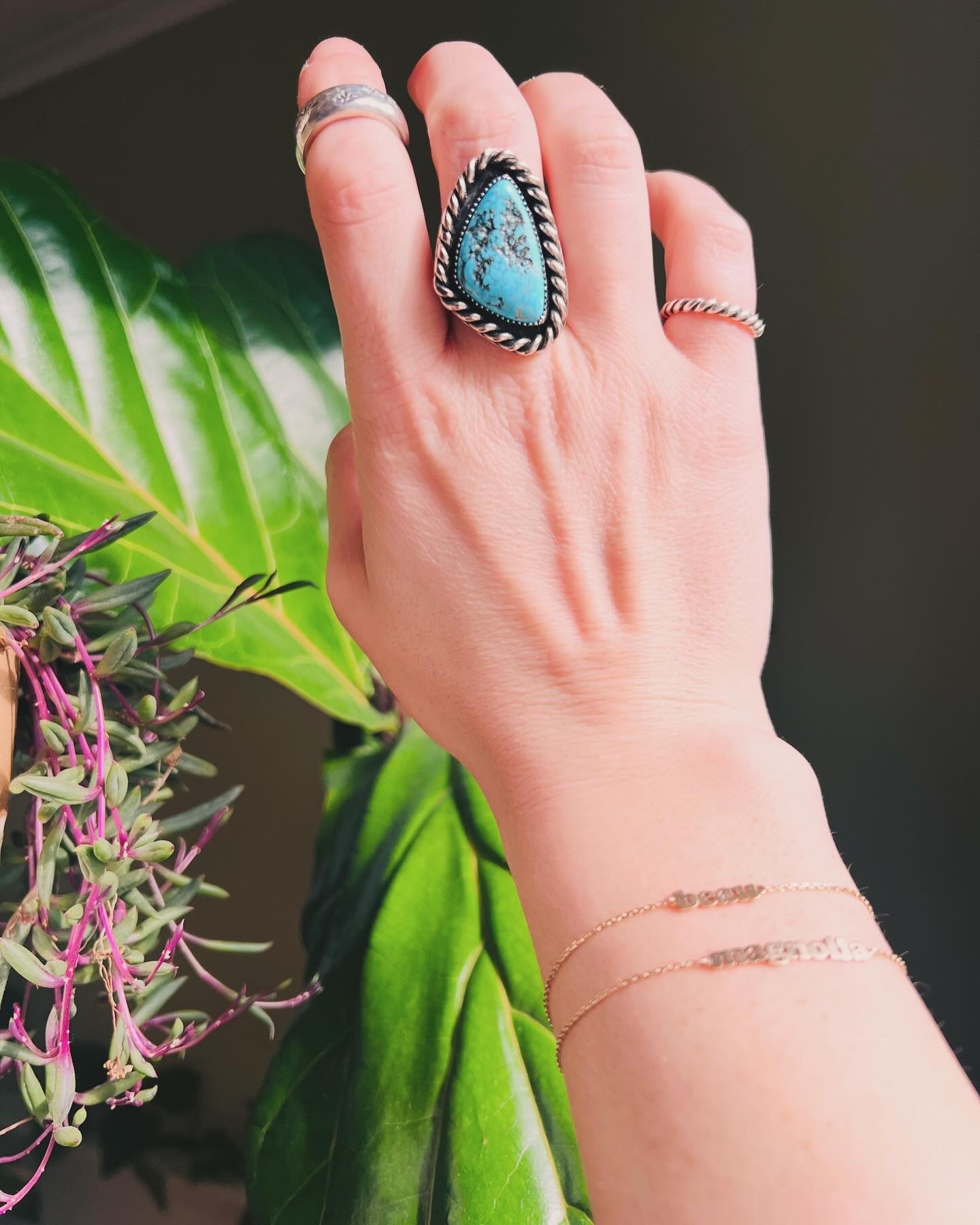 Blue Kingman Nugget Shadow Box Ring