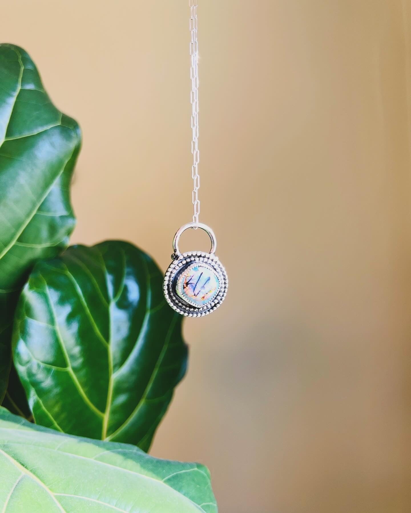 Fiery Sterling Opal & Sterling Silver One of a Kind Pendant Necklace