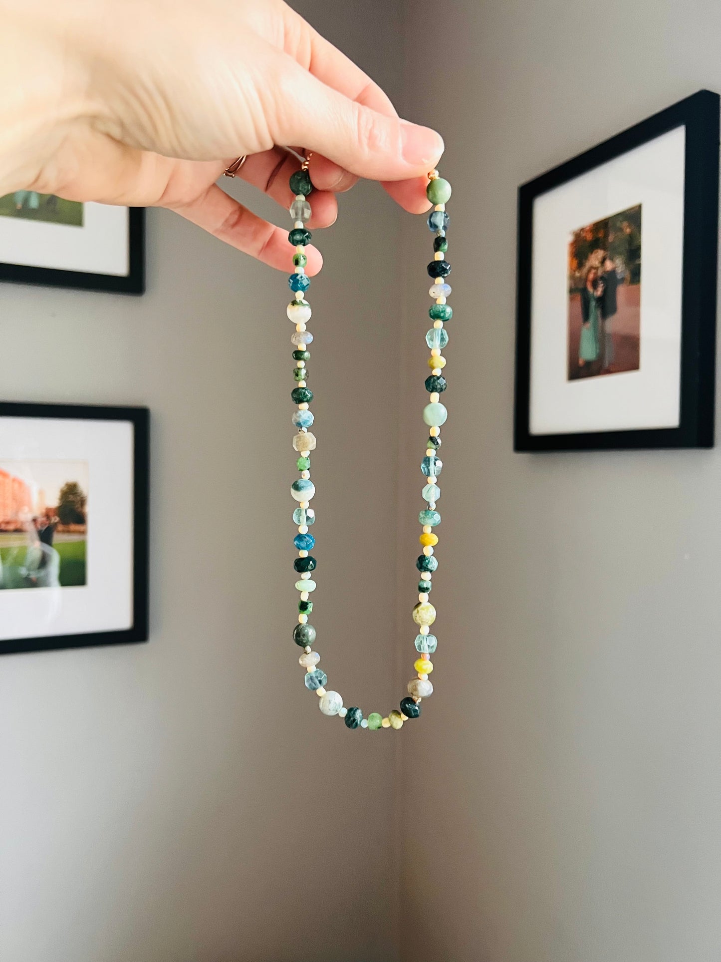 The Green Tones Beaded Gemstone Necklace