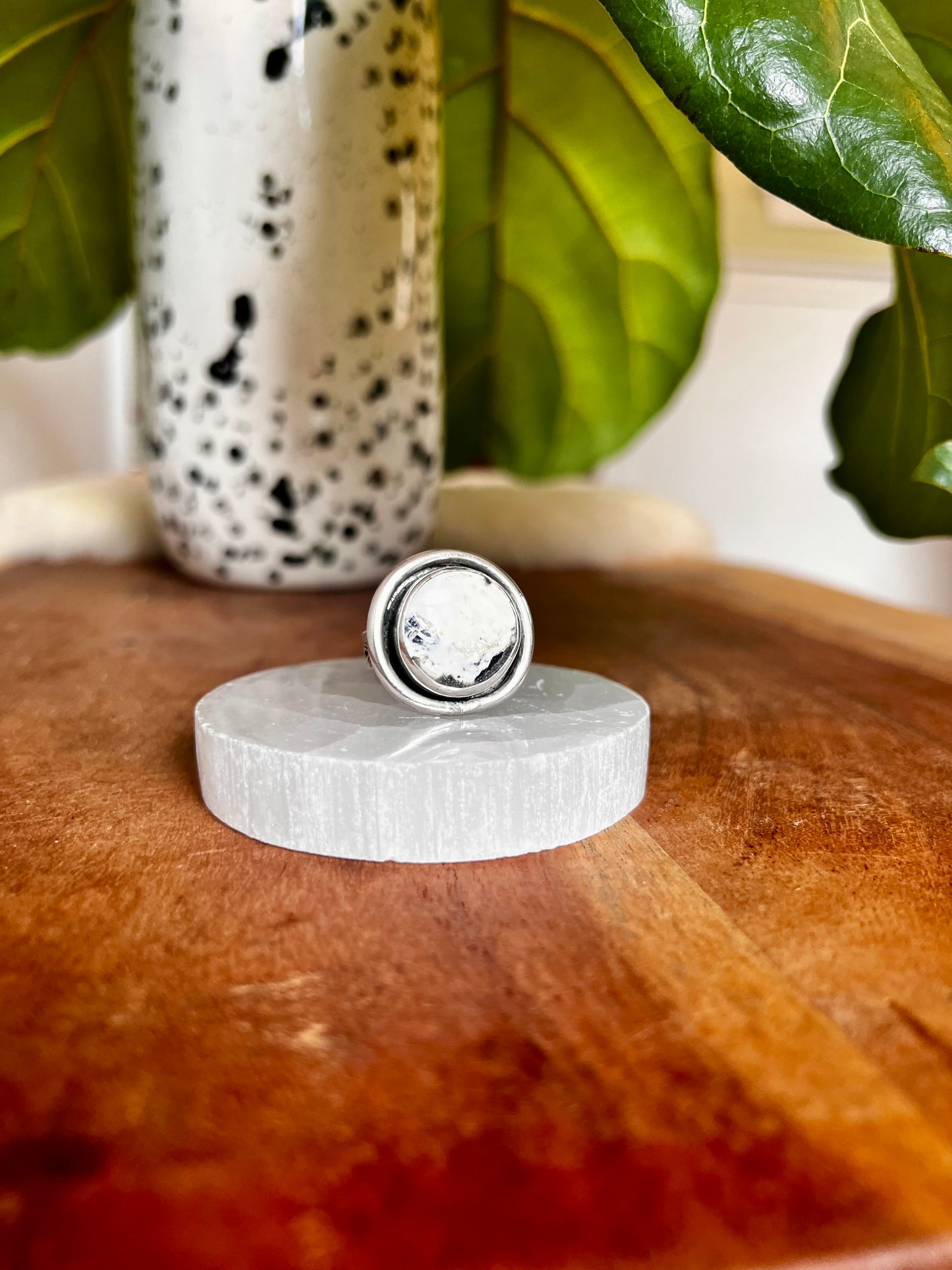 White Buffalo Round Ring