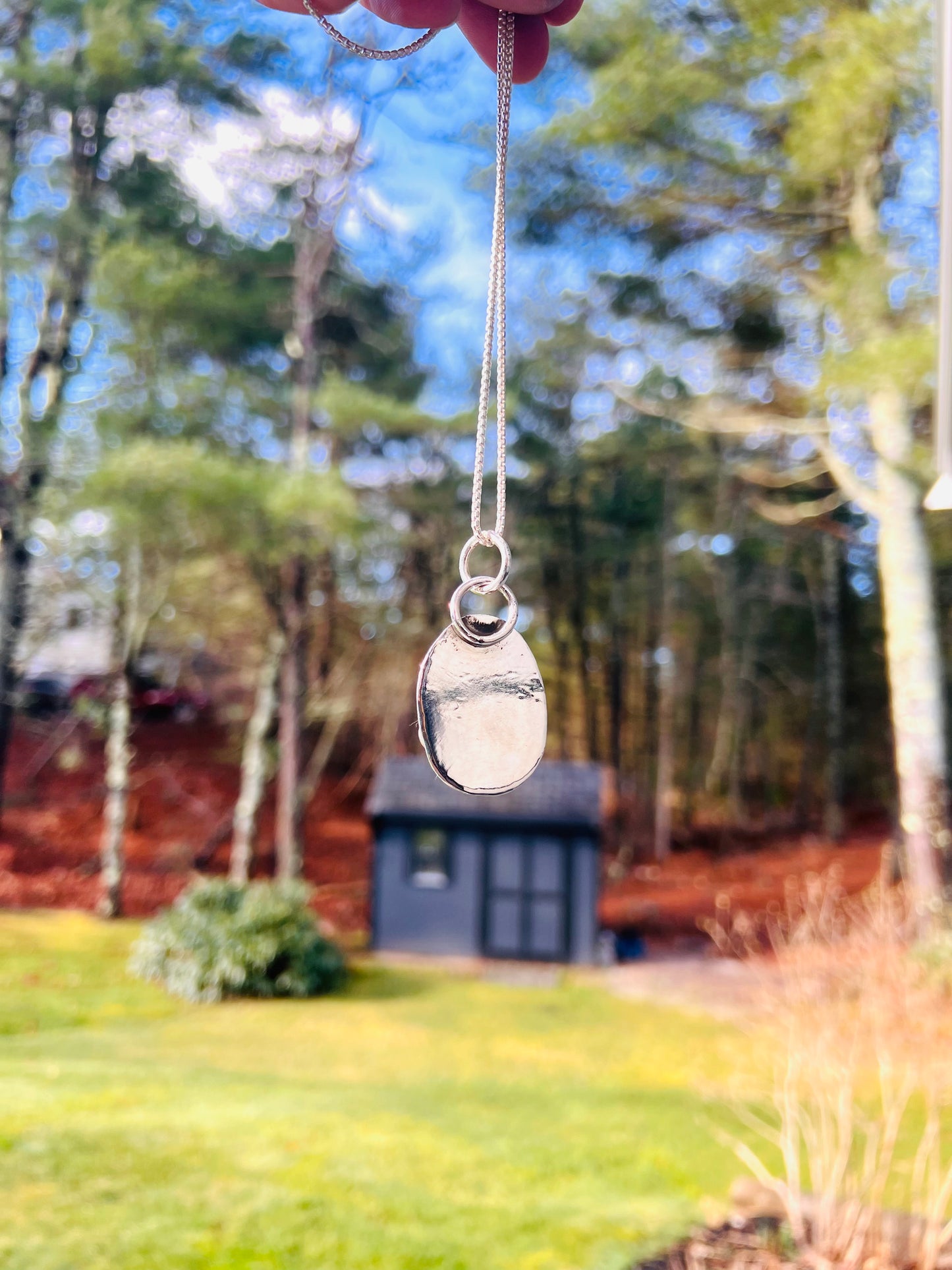 Rainbow Moonstone and Sterling Silver Botanical Pendant Necklace