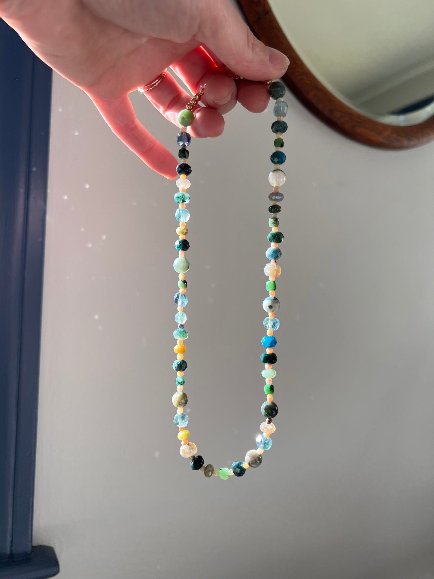 The Green Tones Beaded Gemstone Necklace