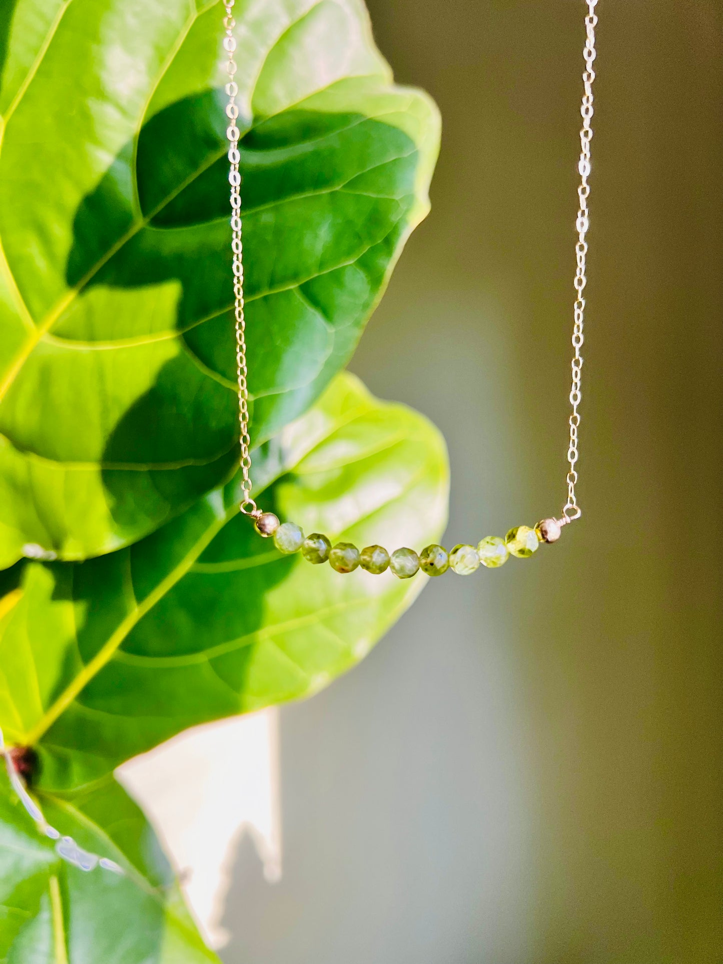 Dainty Peridot Beaded Necklace