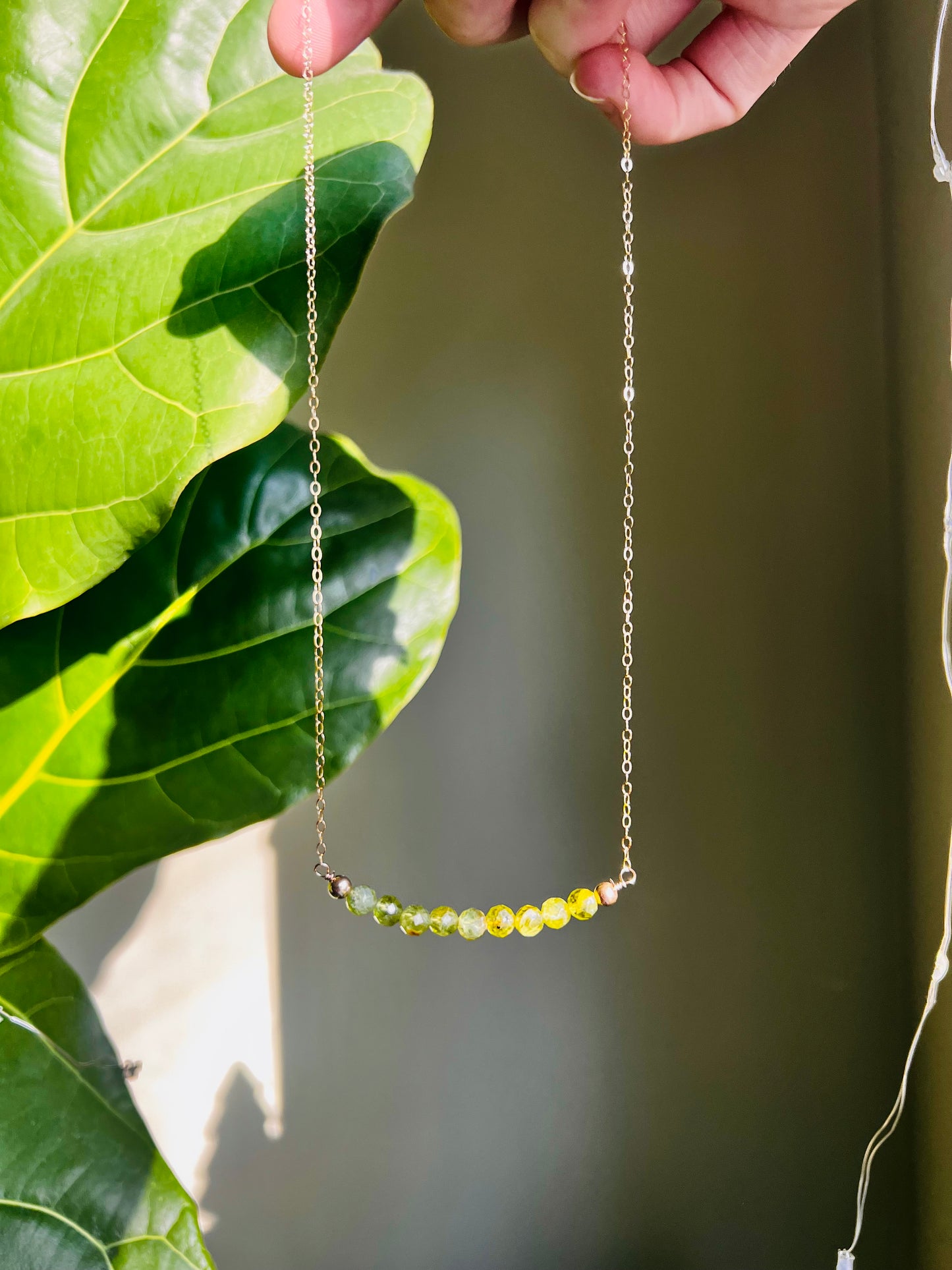 Dainty Peridot Beaded Necklace