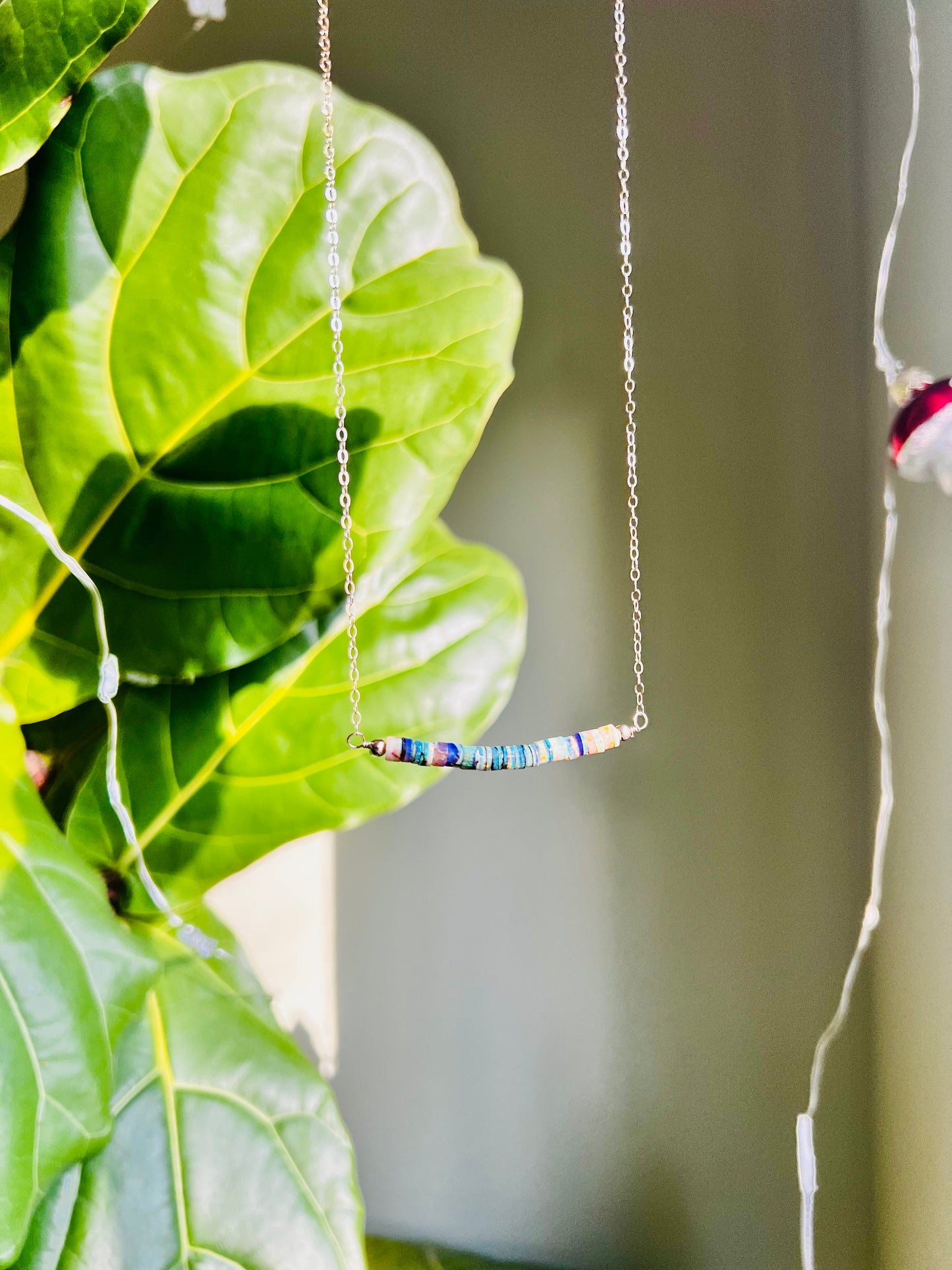 Sterling Opal Beaded Necklace