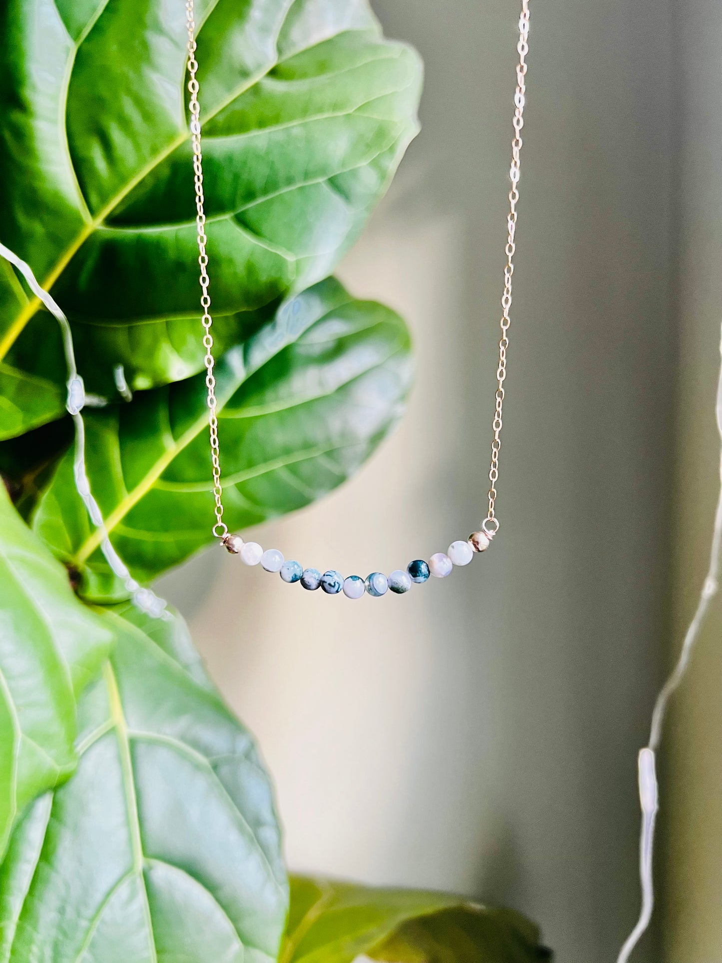 Earthy Moss Agate Beaded Necklace