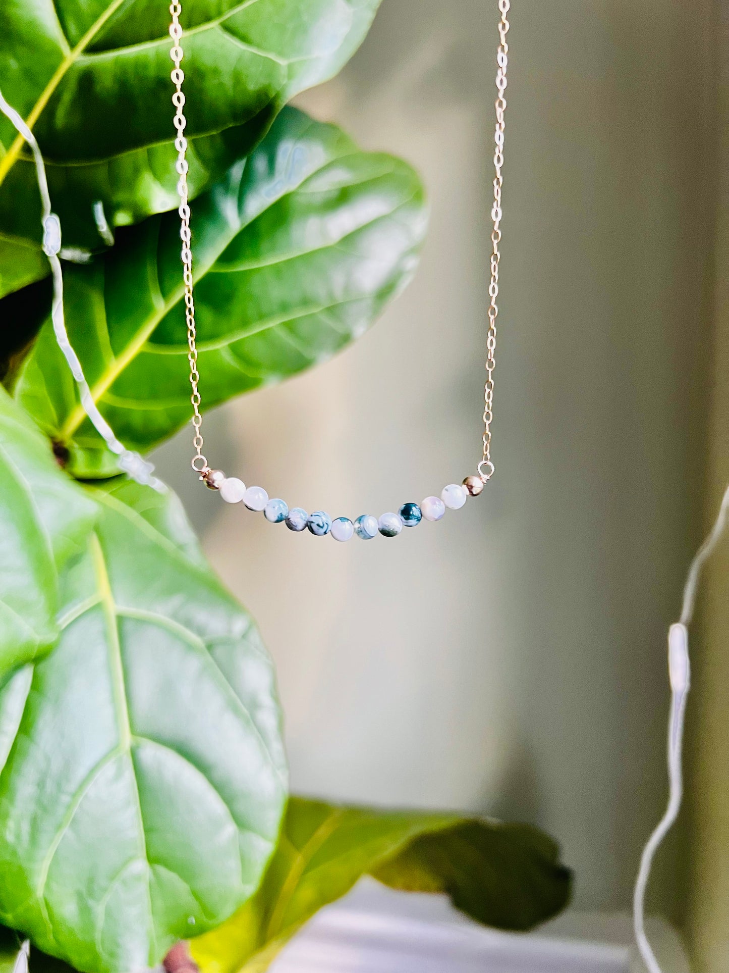 Earthy Moss Agate Beaded Necklace