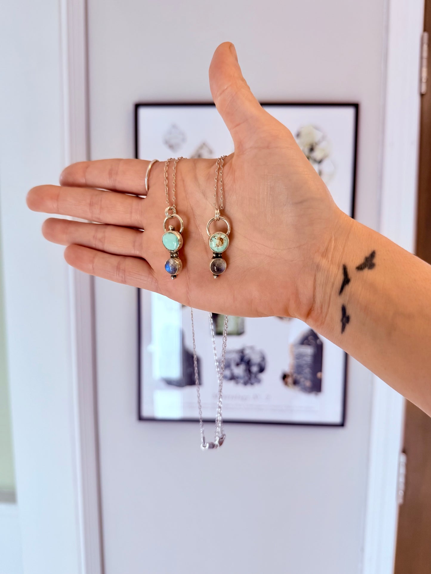 Lone Mountain Turquoise & Moonstone Pendant