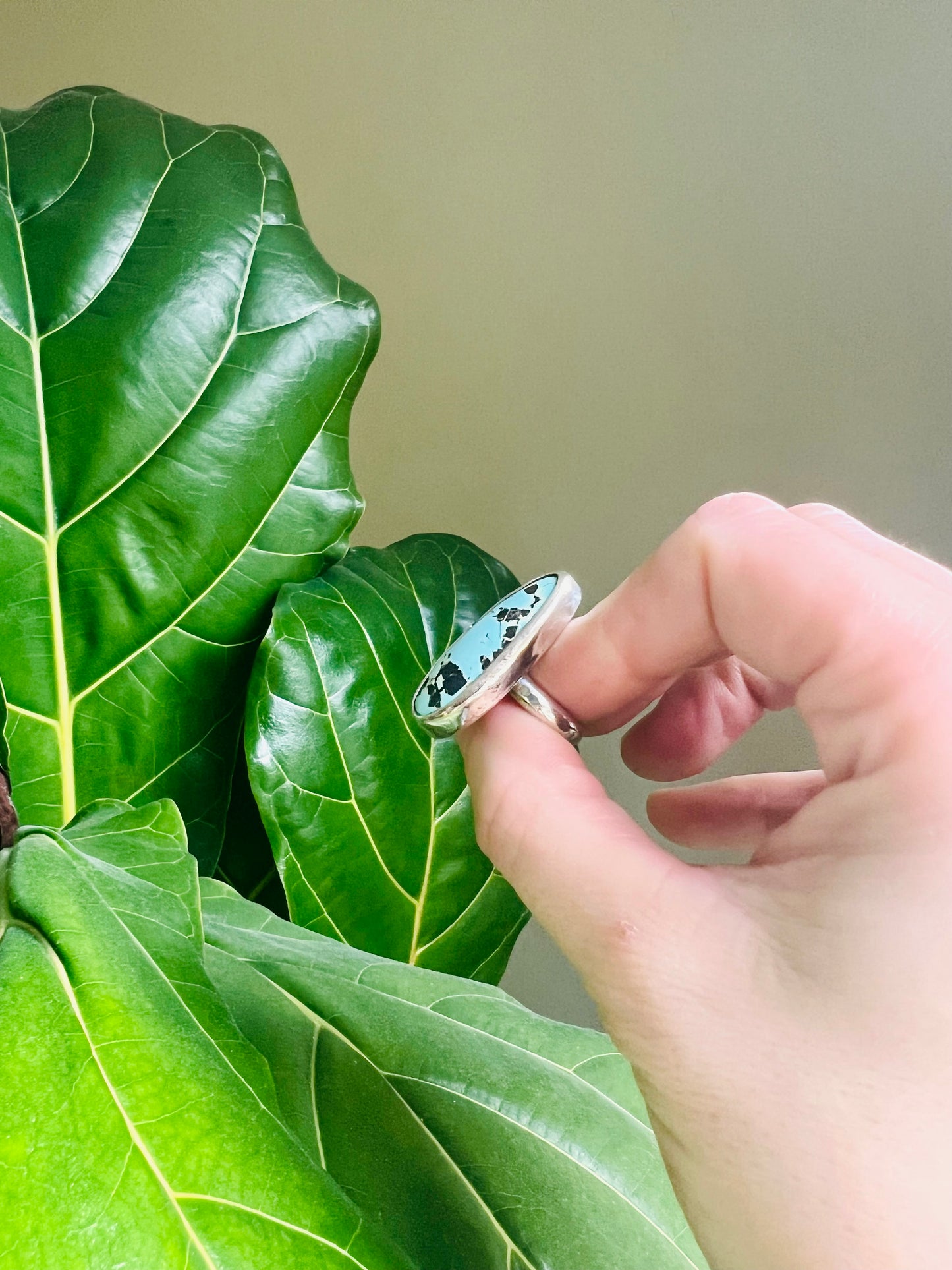 Bright Blue Turquoise and Sterling Silver Ring