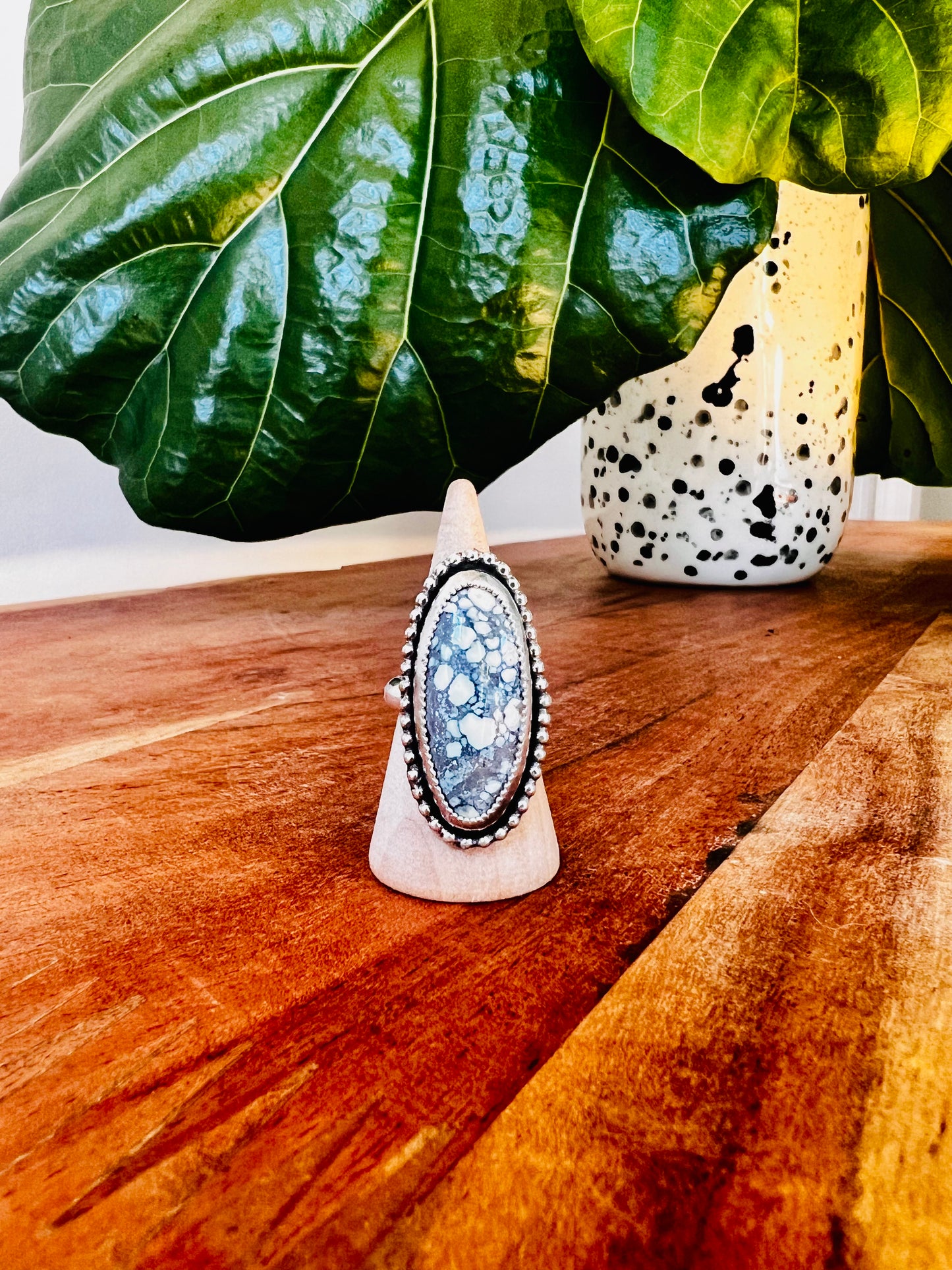 Spotted Hubei Turquoise Ring