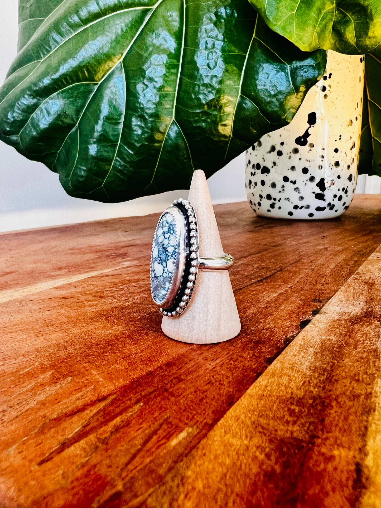 Spotted Hubei Turquoise Ring