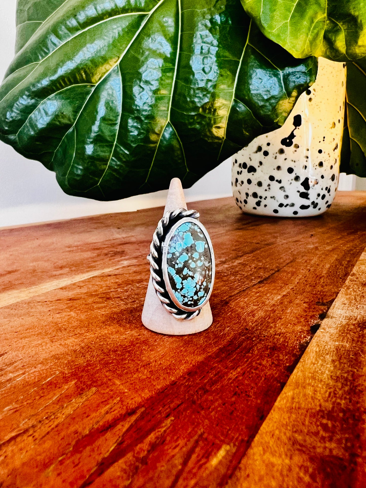 Number 8 Turquoise Abstract Ring