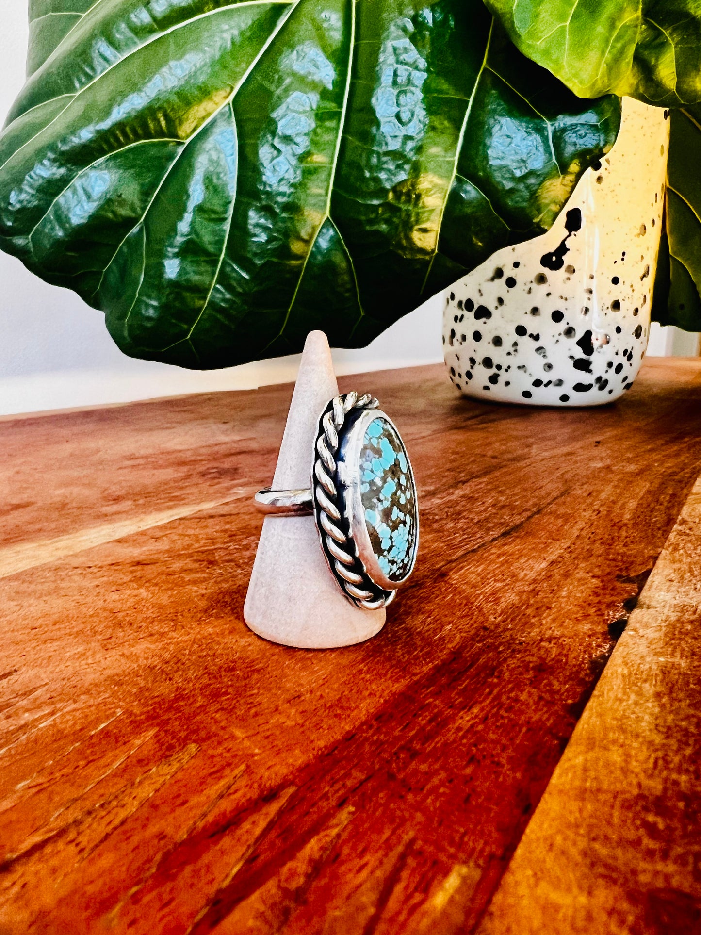 Number 8 Turquoise Abstract Ring