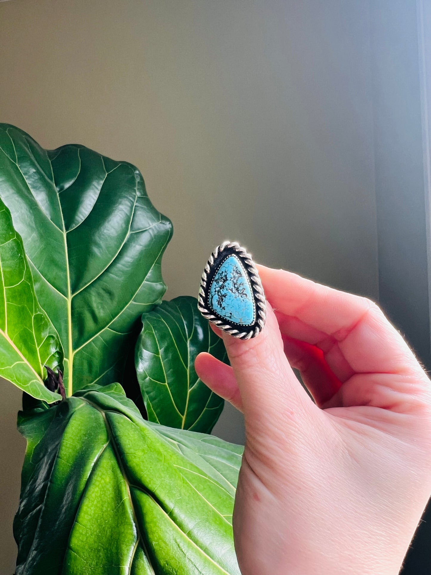 Blue Kingman Nugget Shadow Box Ring