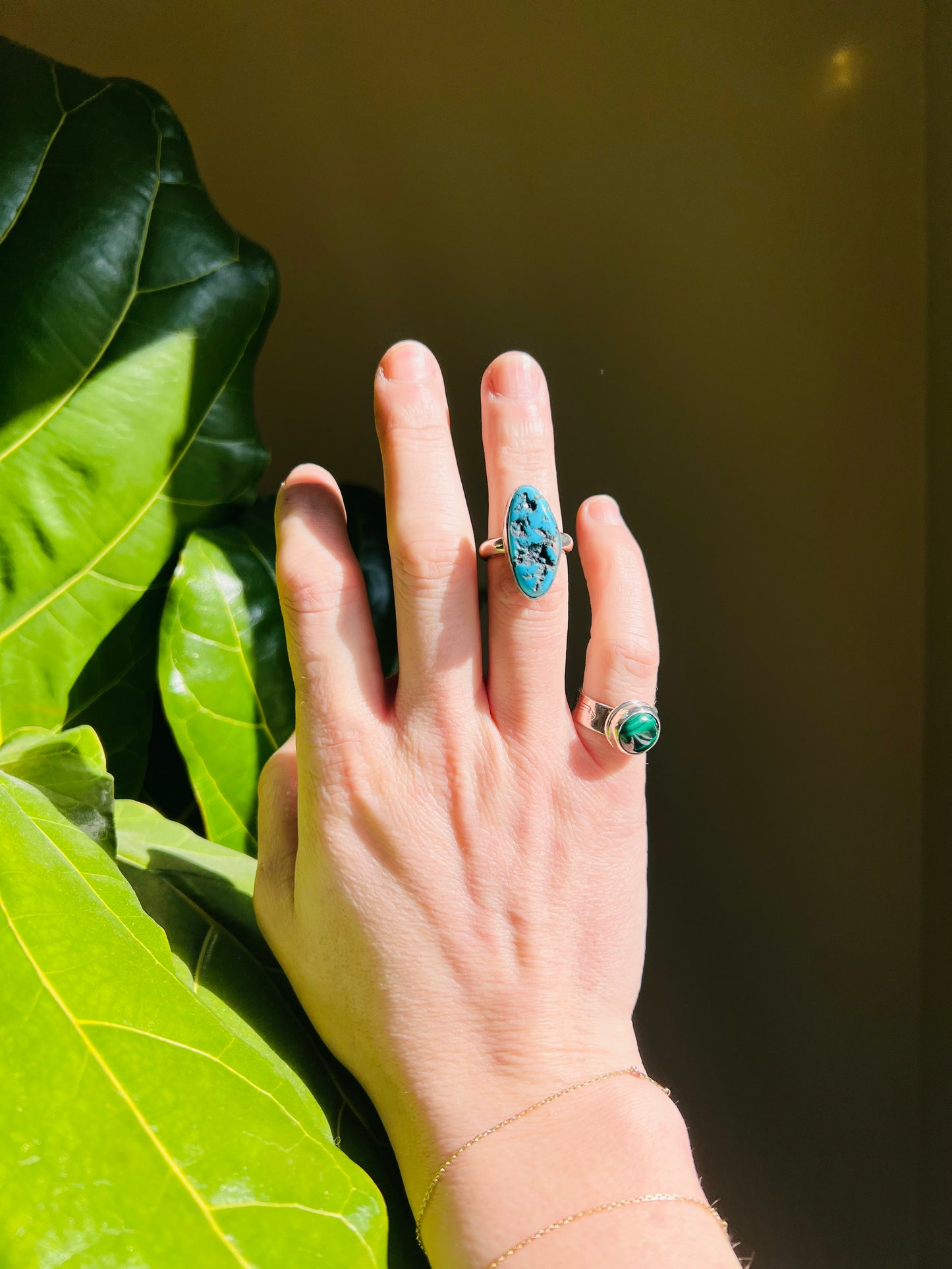 Blue Kingman Nugget and Sterling Silver Ring