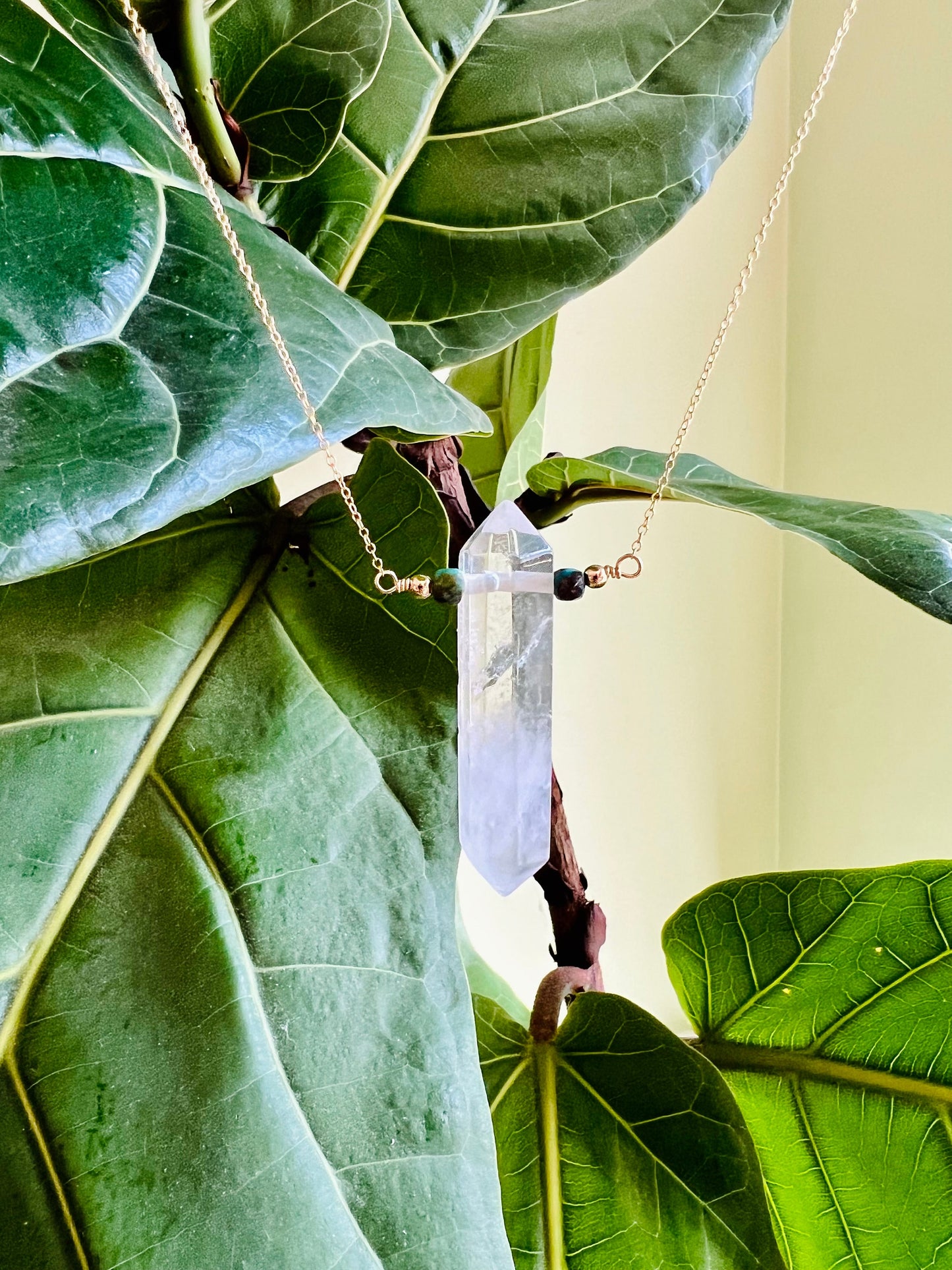 Clear Crystal Quartz & Turquoise Talisman Pendant