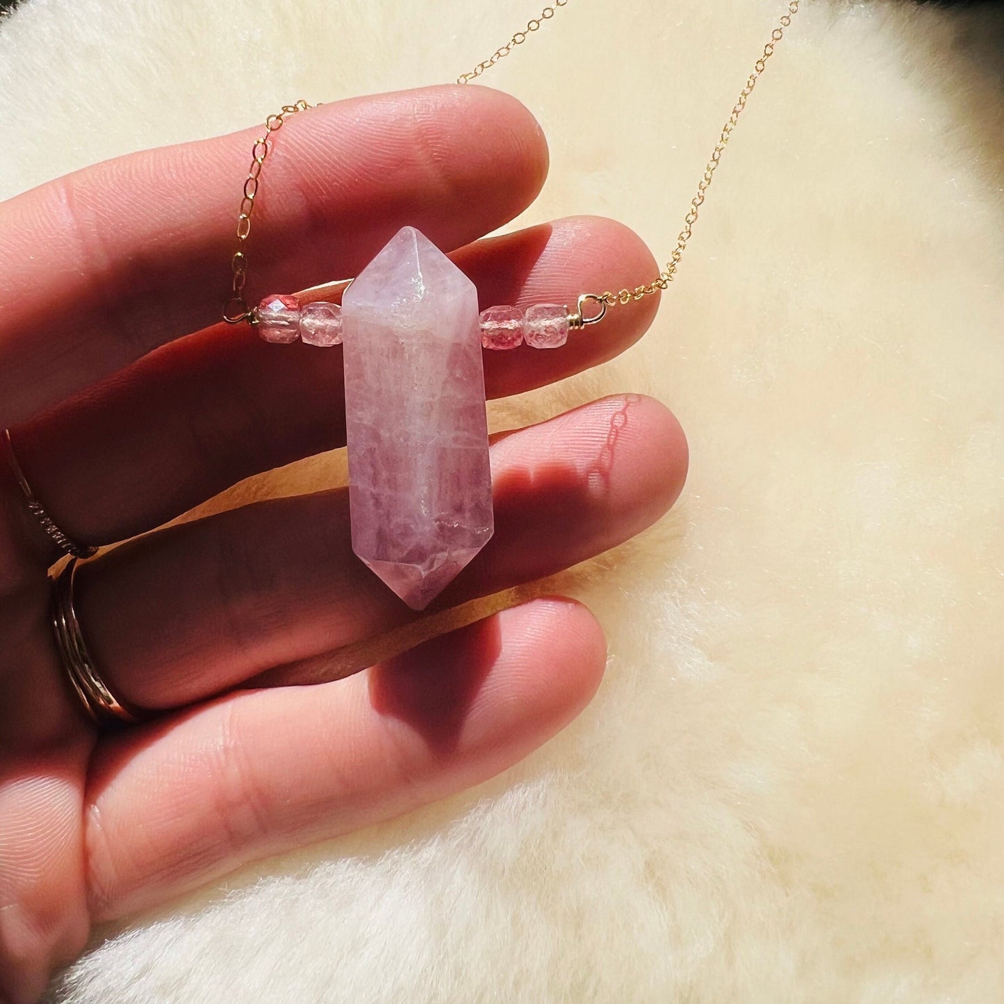 Pink Strawberry Quartz Talisman Pendant