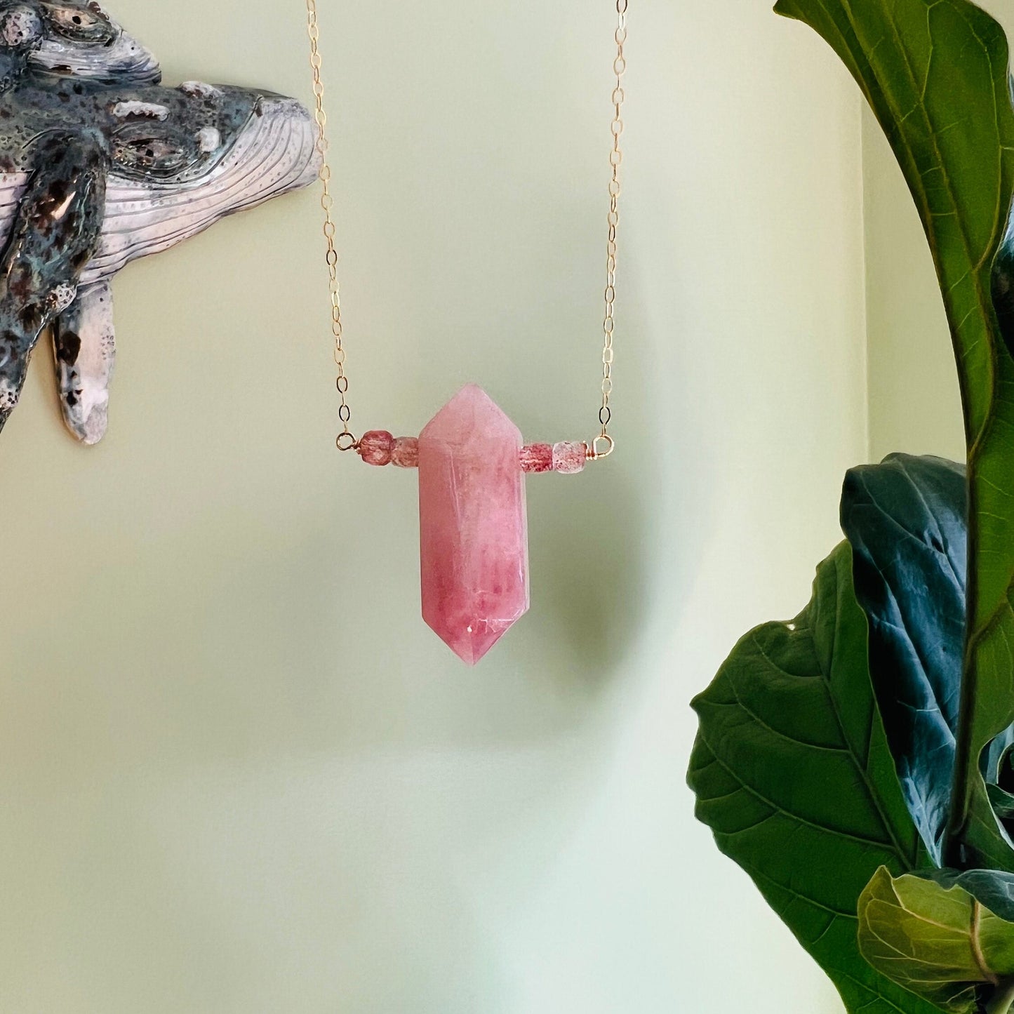 Pink Strawberry Quartz Talisman Pendant