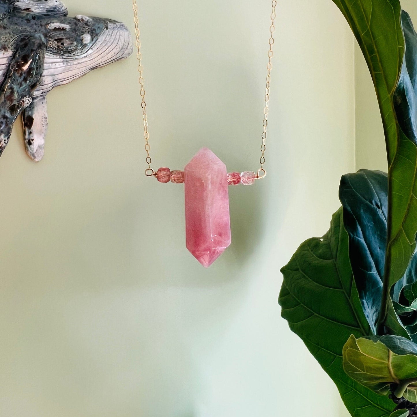 Pink Strawberry Quartz Talisman Pendant