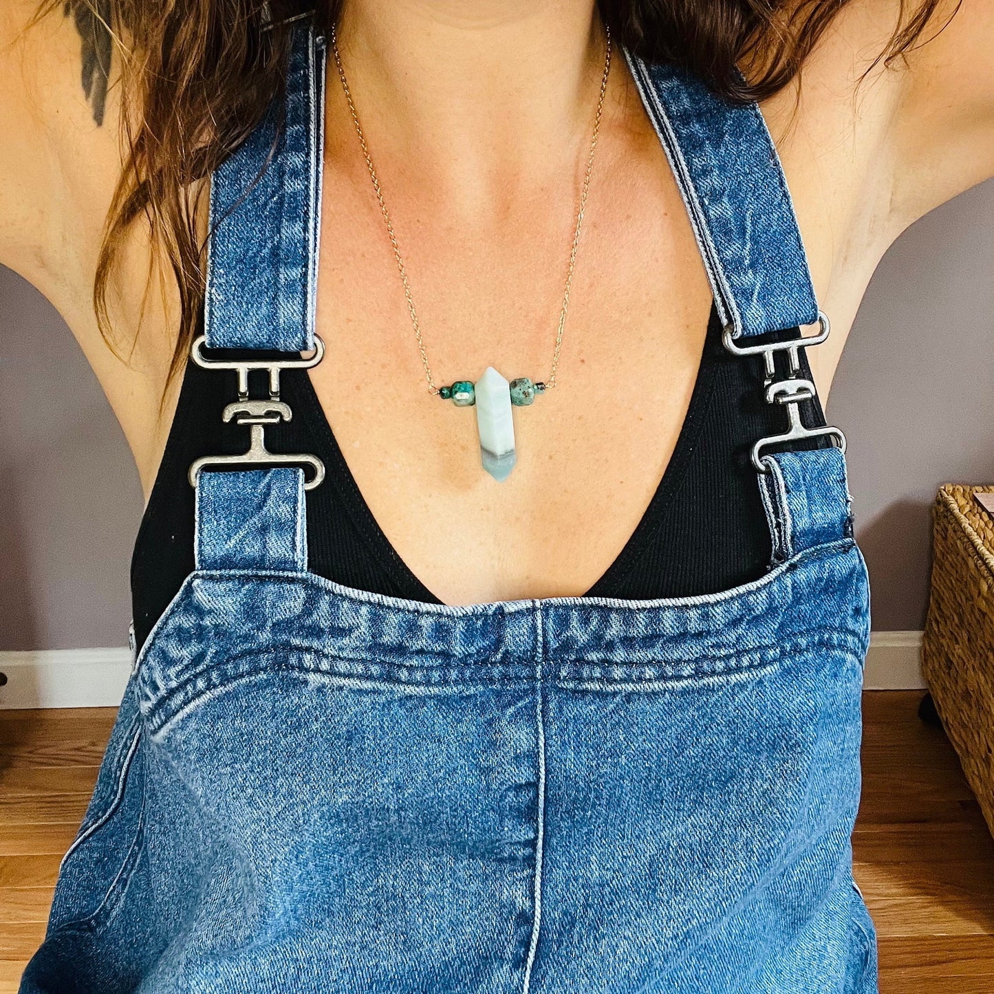 Natural Amazonite & Turquoise Talisman Pendant