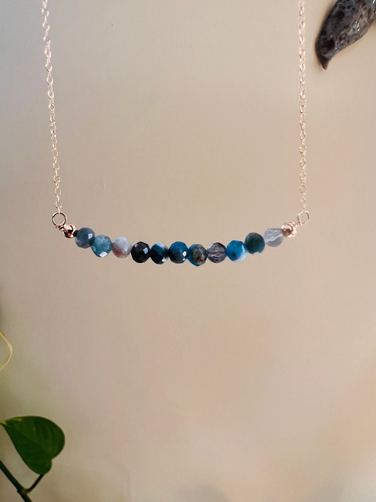 Blue Apatite Minimalist Gemstone Necklace