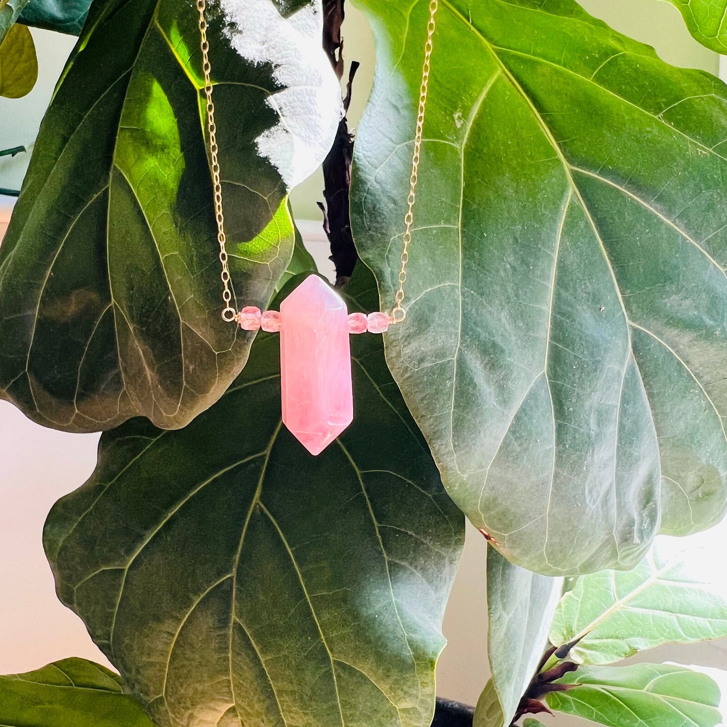 Pink Strawberry Quartz Talisman Pendant