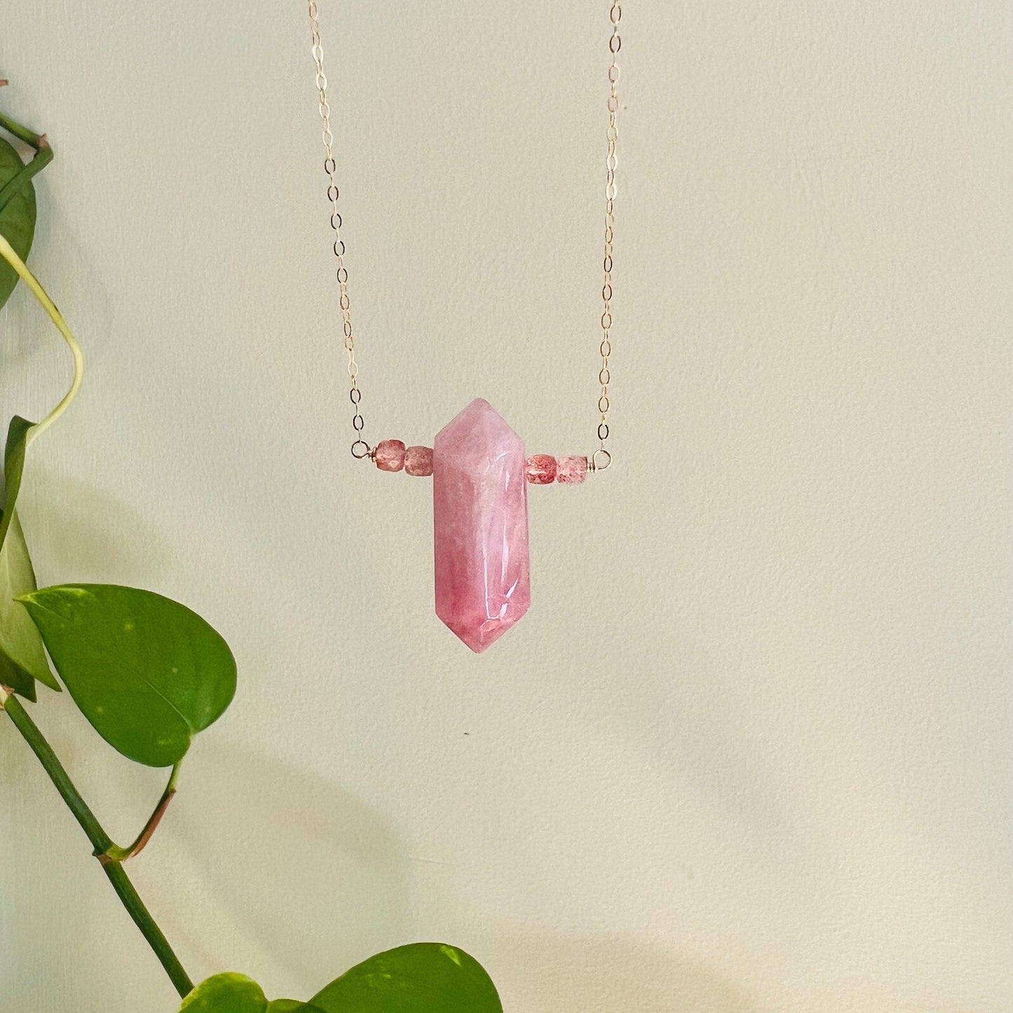 Pink Strawberry Quartz Talisman Pendant