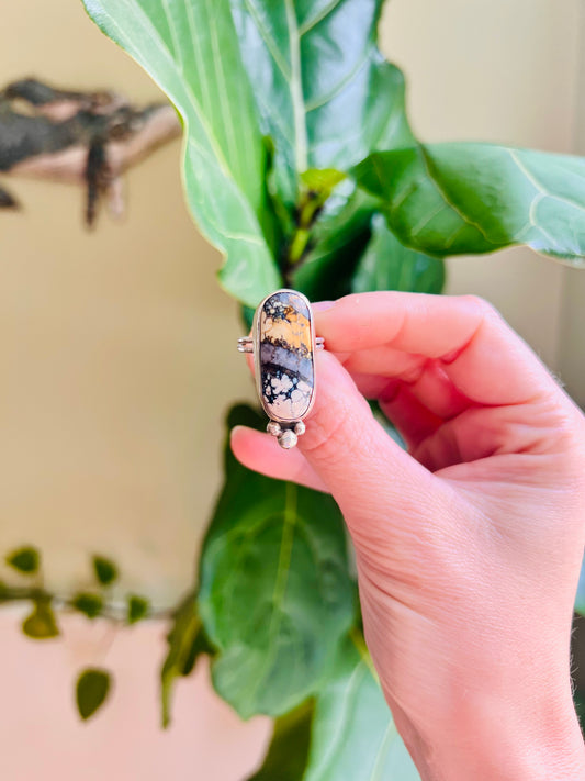 Snowcloud Variscite and Quartz Silver Ring