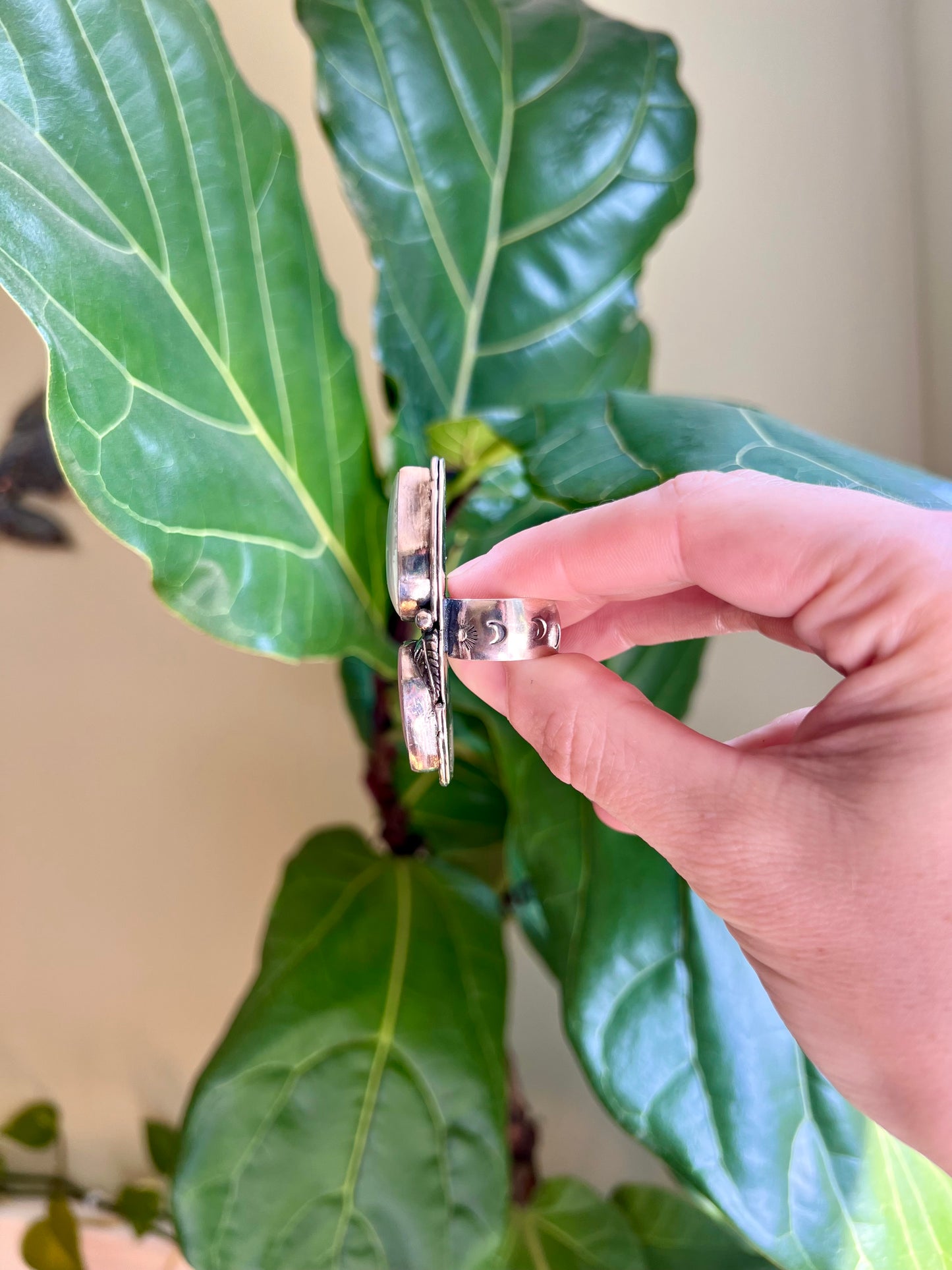 Double Stone Botanical Sterling Ring