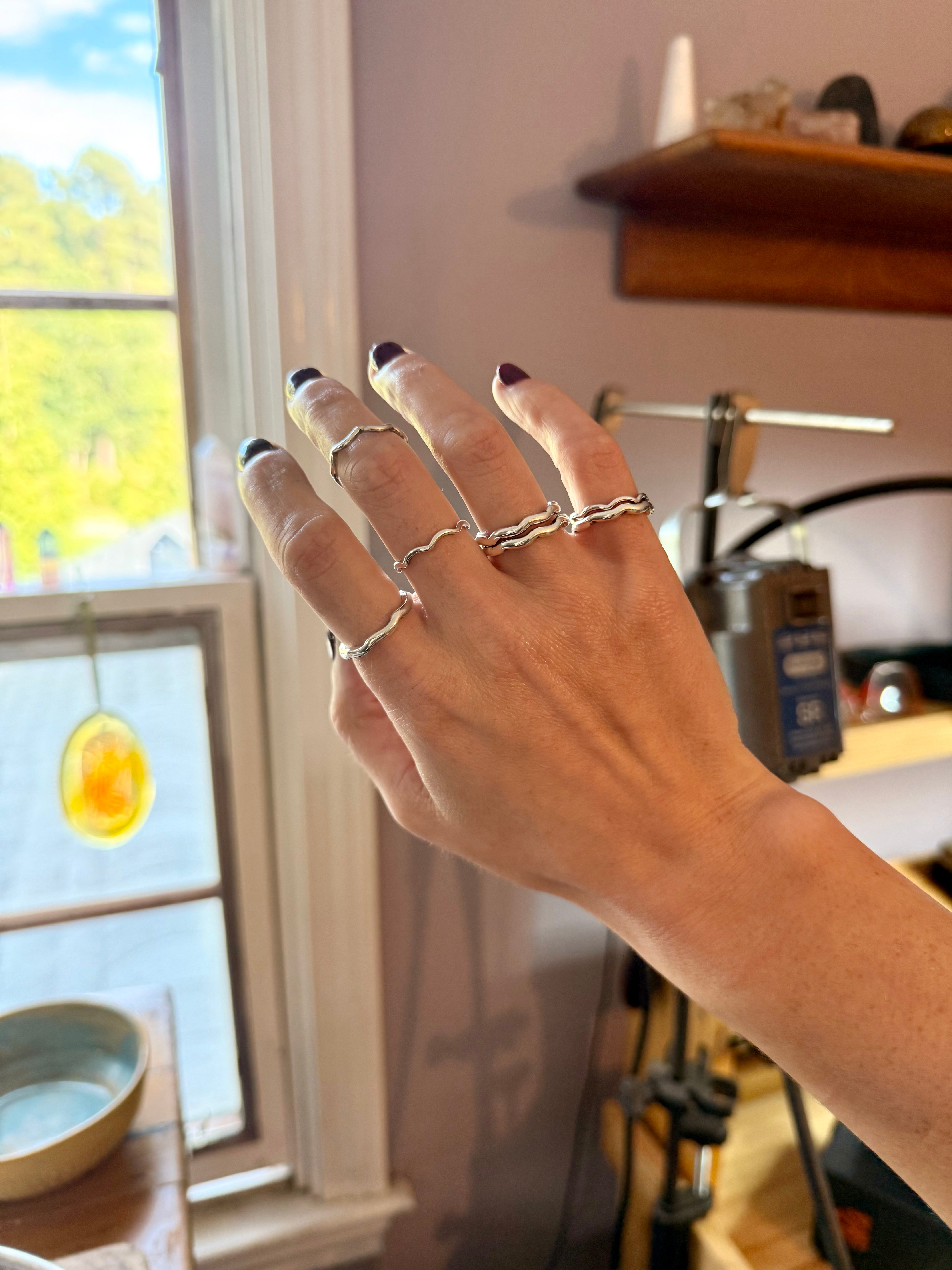 Sterling Silver Wavy Stacker Ring – Magnolia Beau Silver