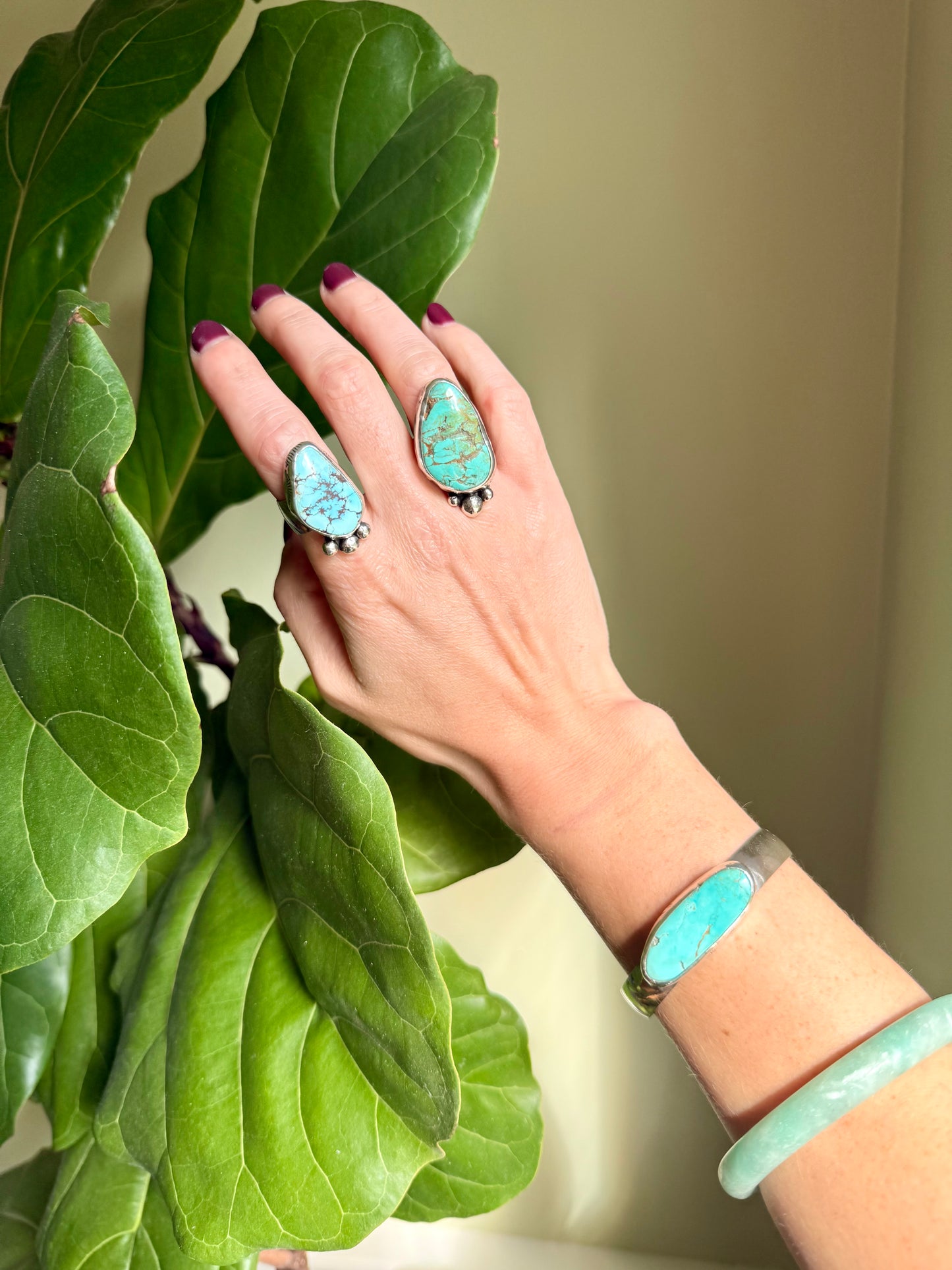 Wild Mesa Ring - Green Chilean Nugget Turquoise