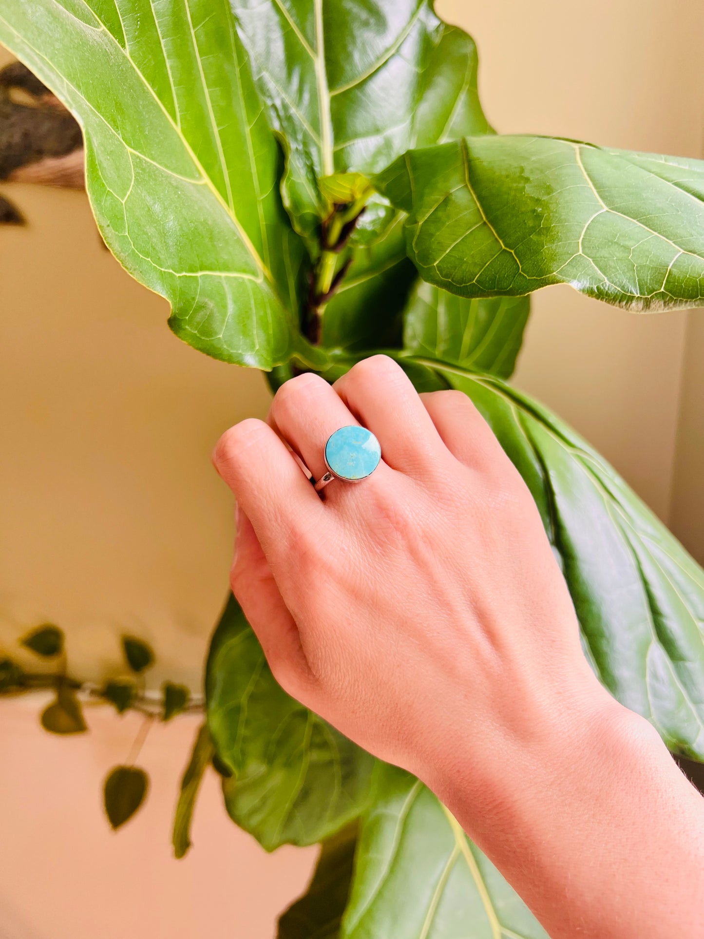 Round Turquoise Simple Ring