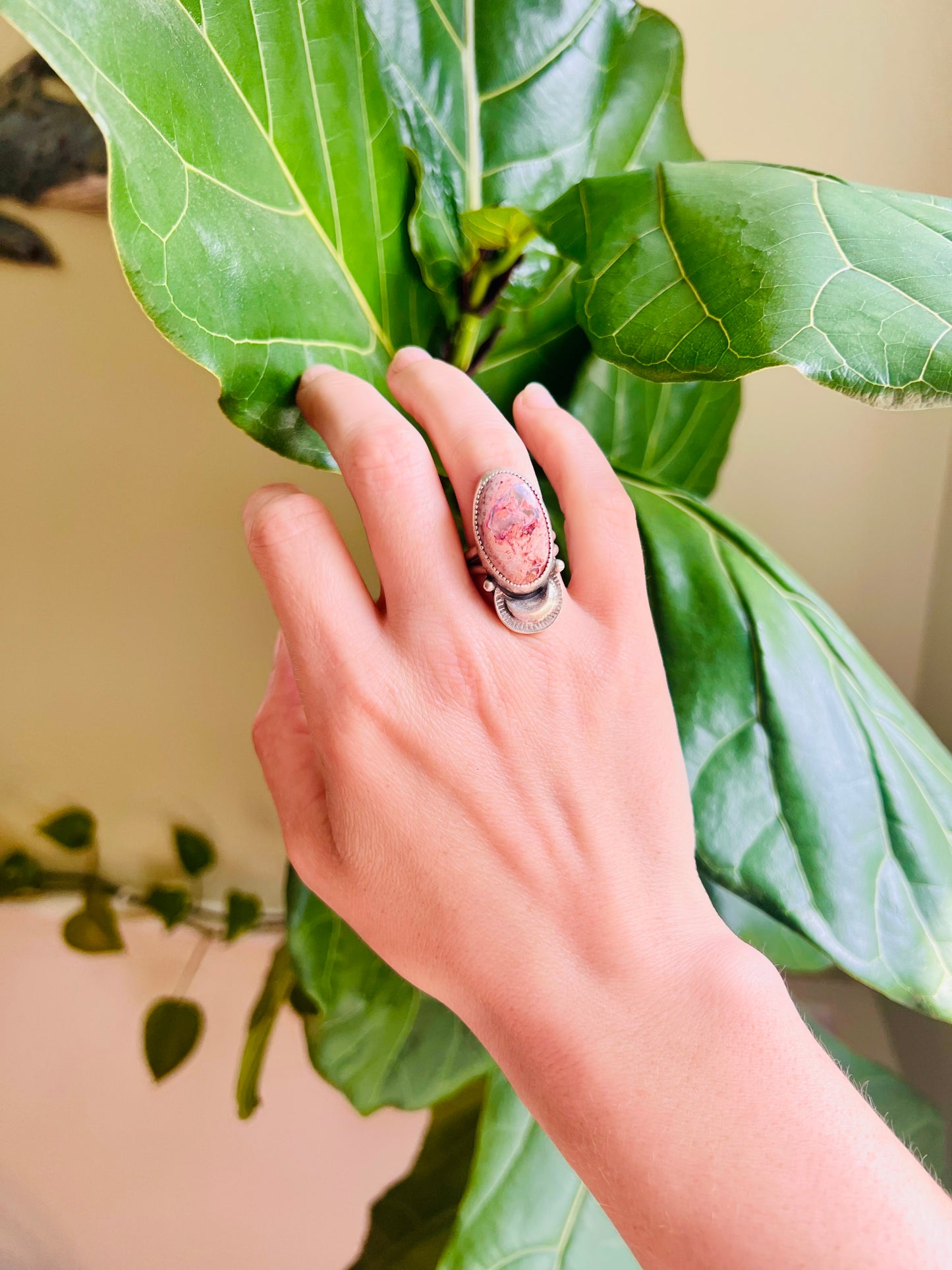 Pink Mexican Fire Opal Ring