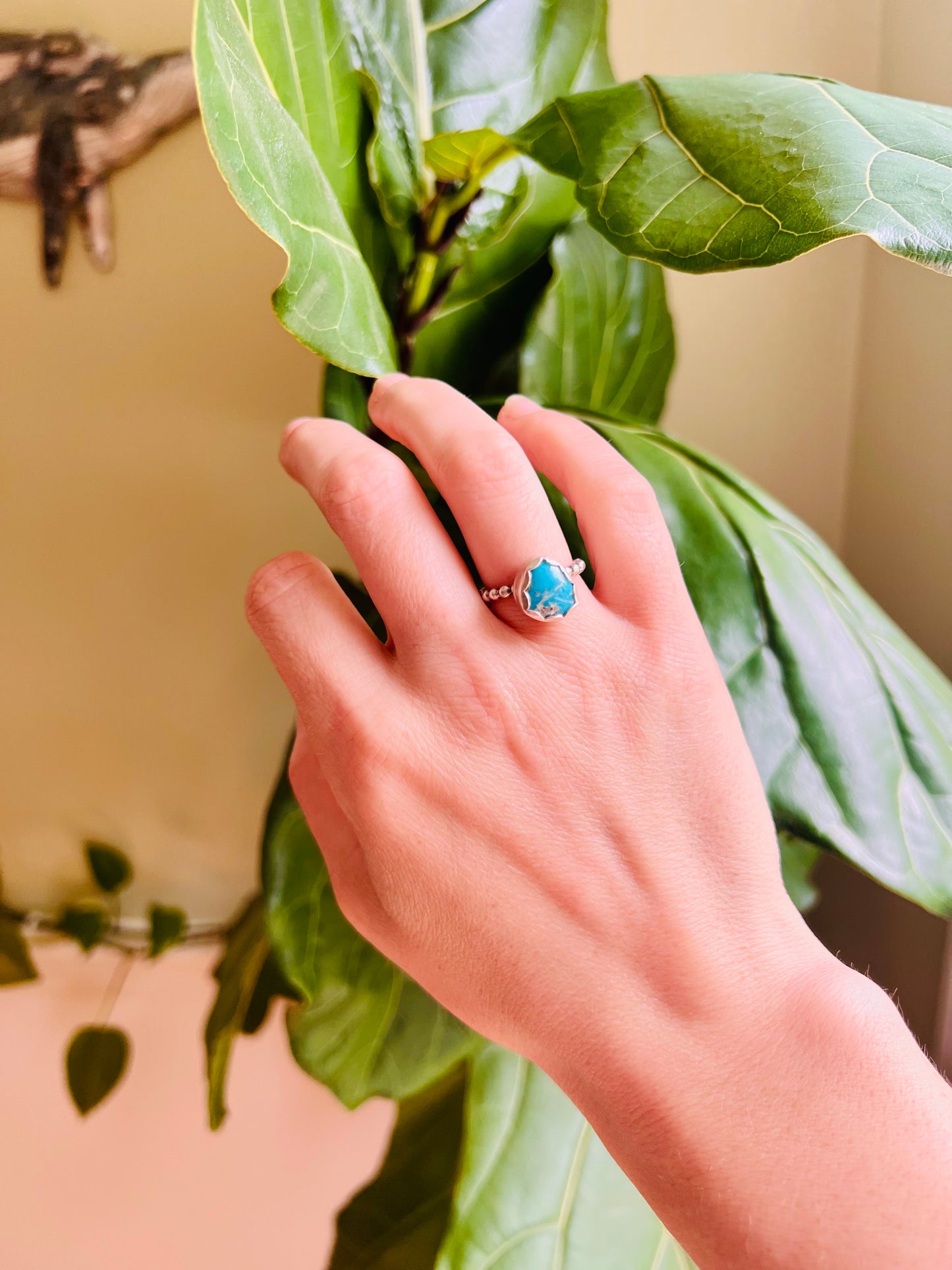 Dainty Turquoise Sterling Stacking Ring