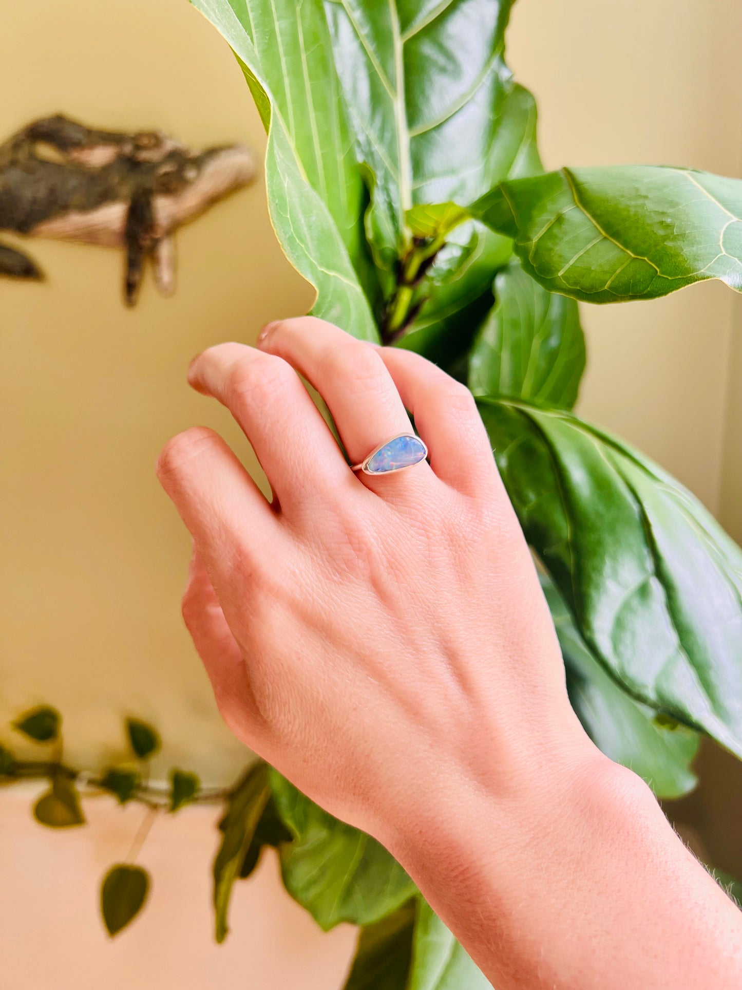 Sterling Opal Dainty Stacking Ring