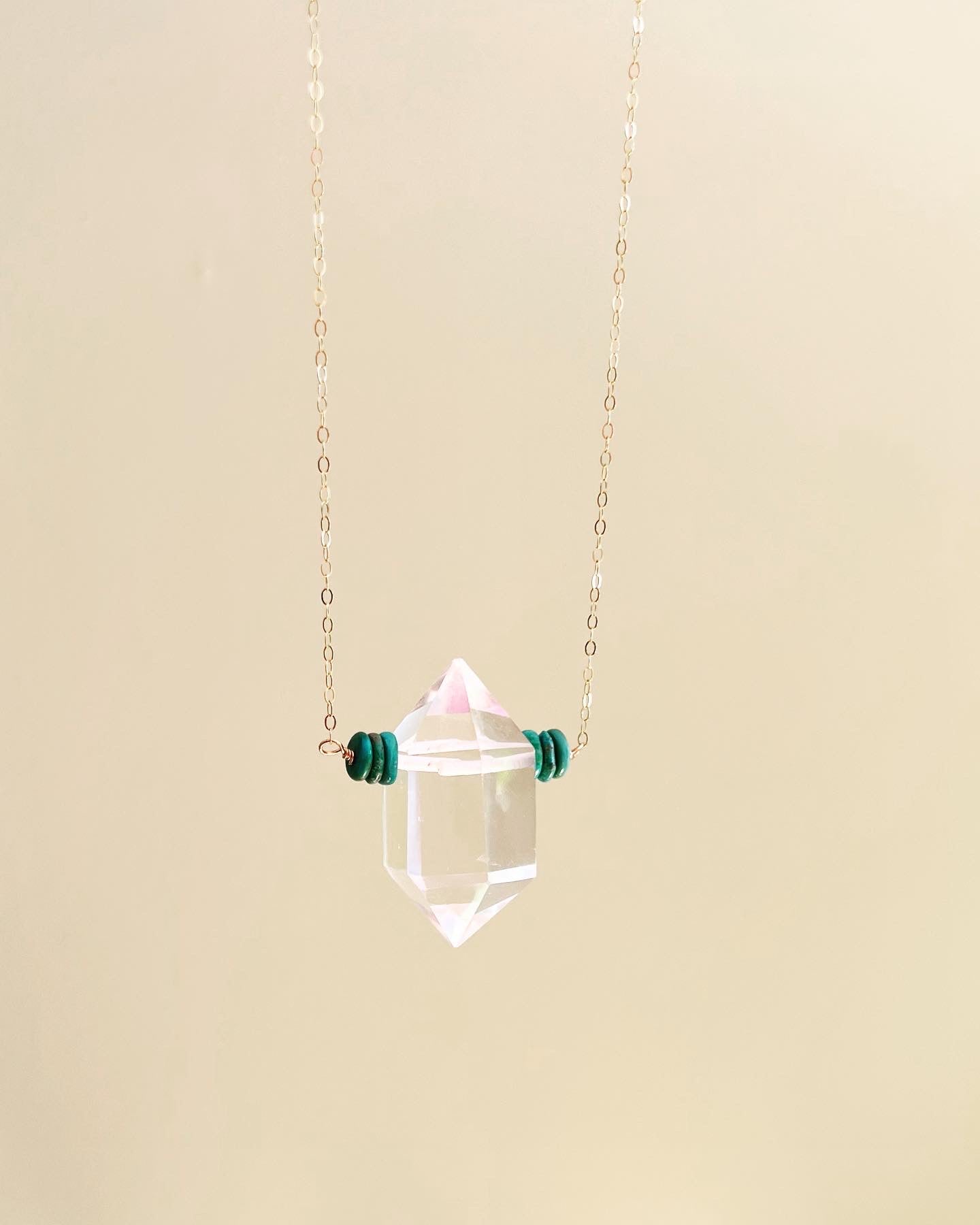 Crystal Quartz & Kingman Turquoise Pendant
