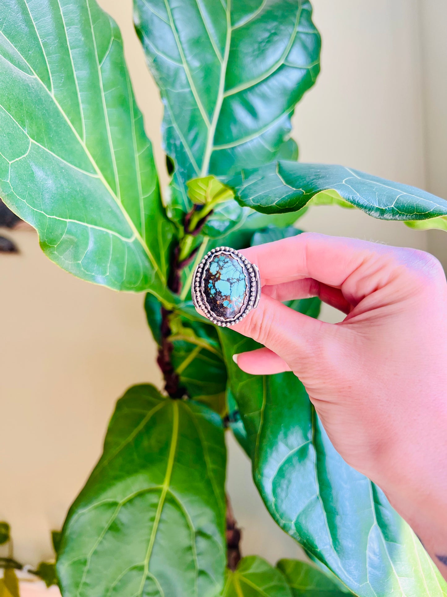 Bamboo Mountain Turquoise Statement Sterling Ring