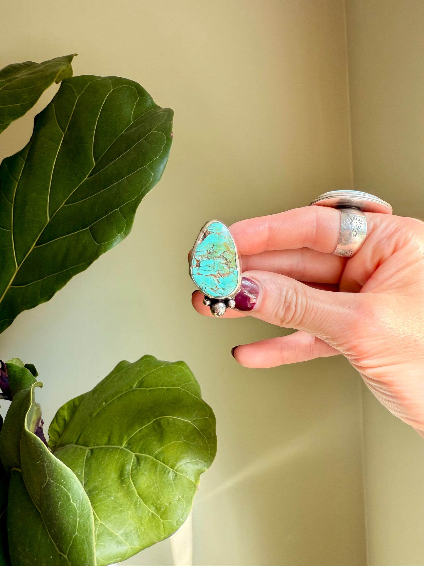 Wild Mesa Ring - Green Chilean Nugget Turquoise